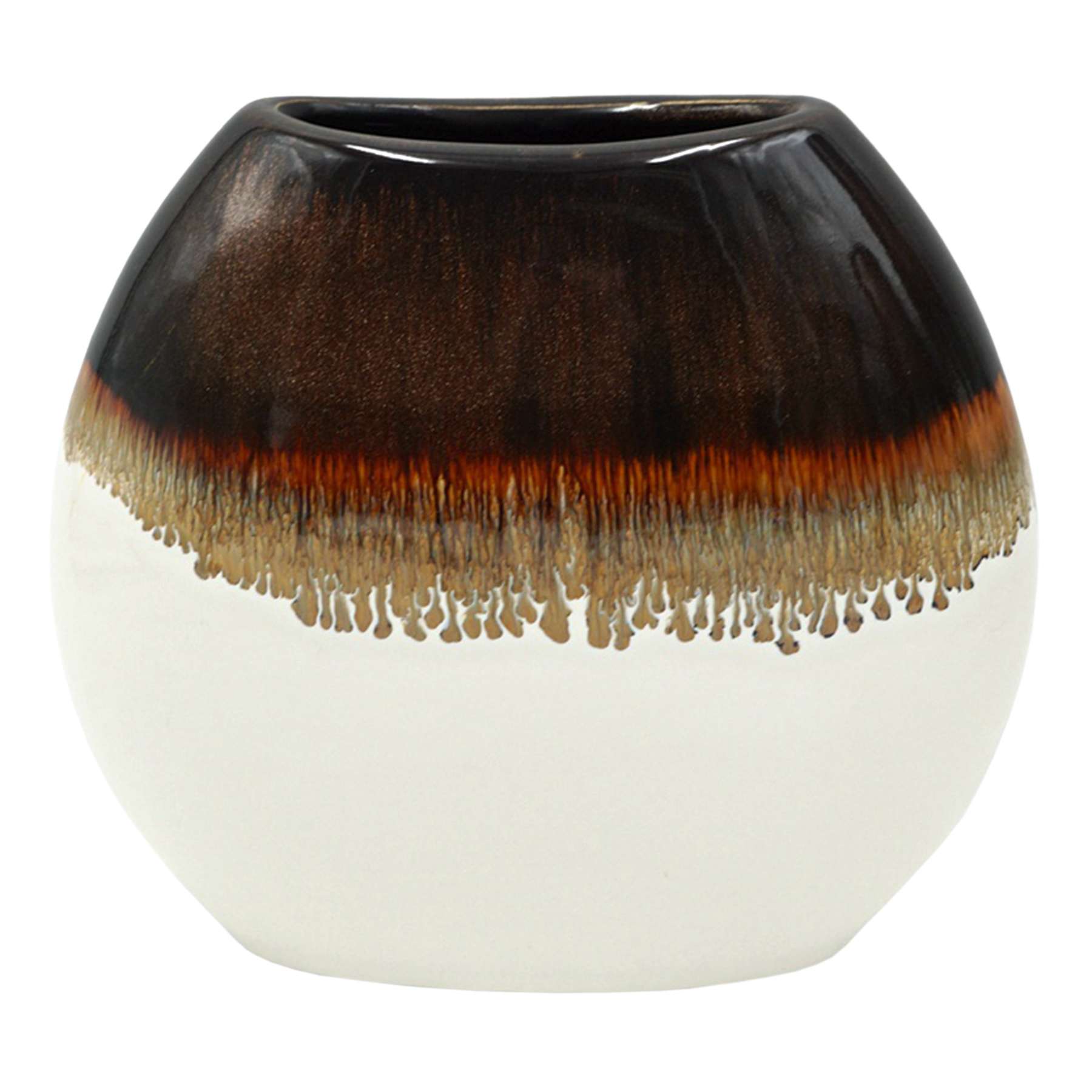Crosby St. White & Brown Reactive Ceramic Vase, 7"