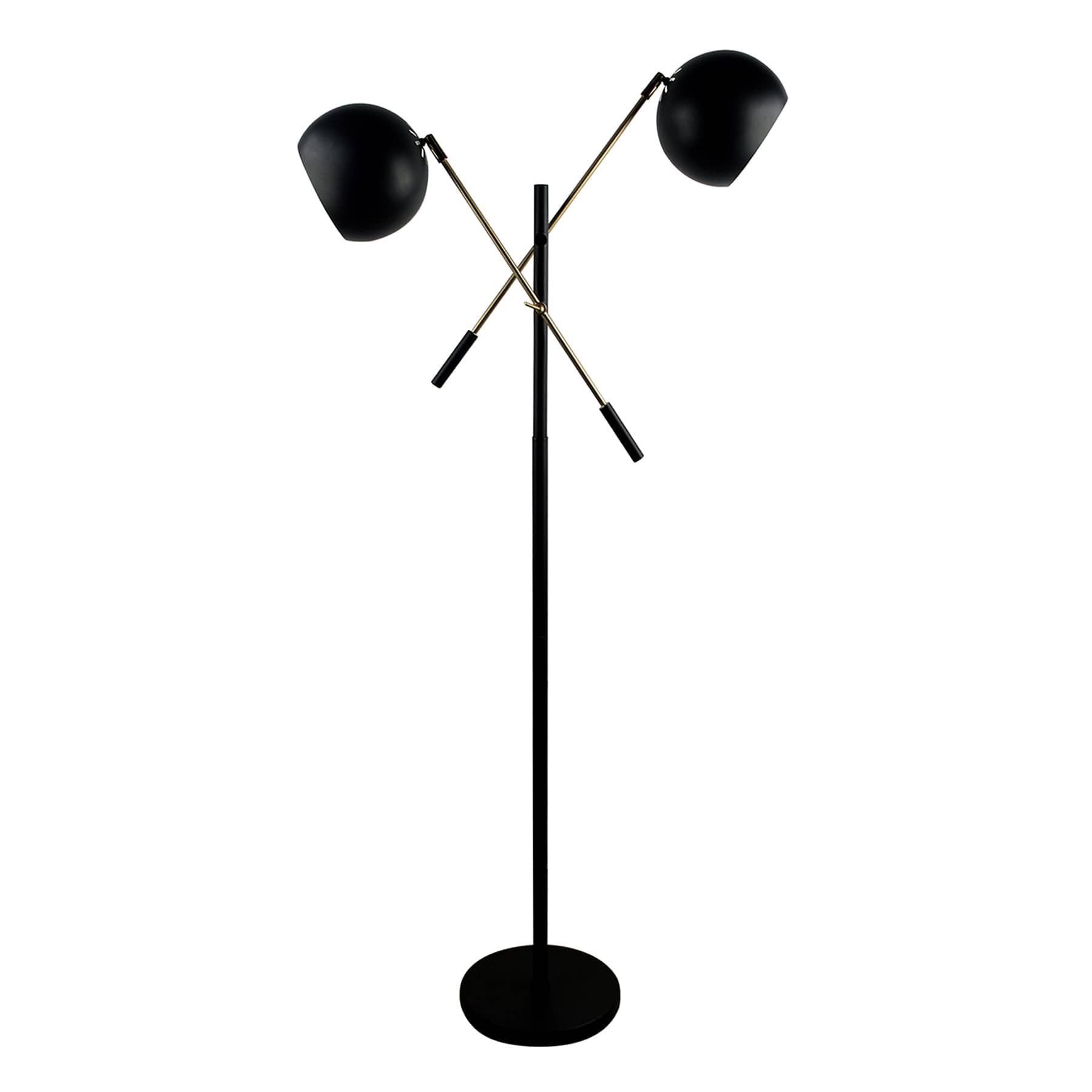 Crosby St. Black 2-Light Finish Floor Lamp with Metal Dome Shade, 60"