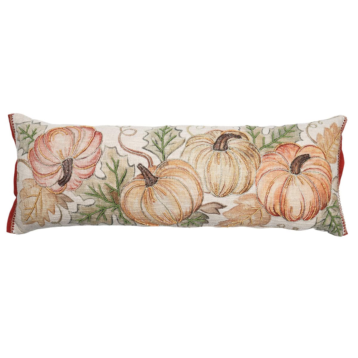 Beaded Pumpkins Extra Long Oblong Throw Pillow, 14x40