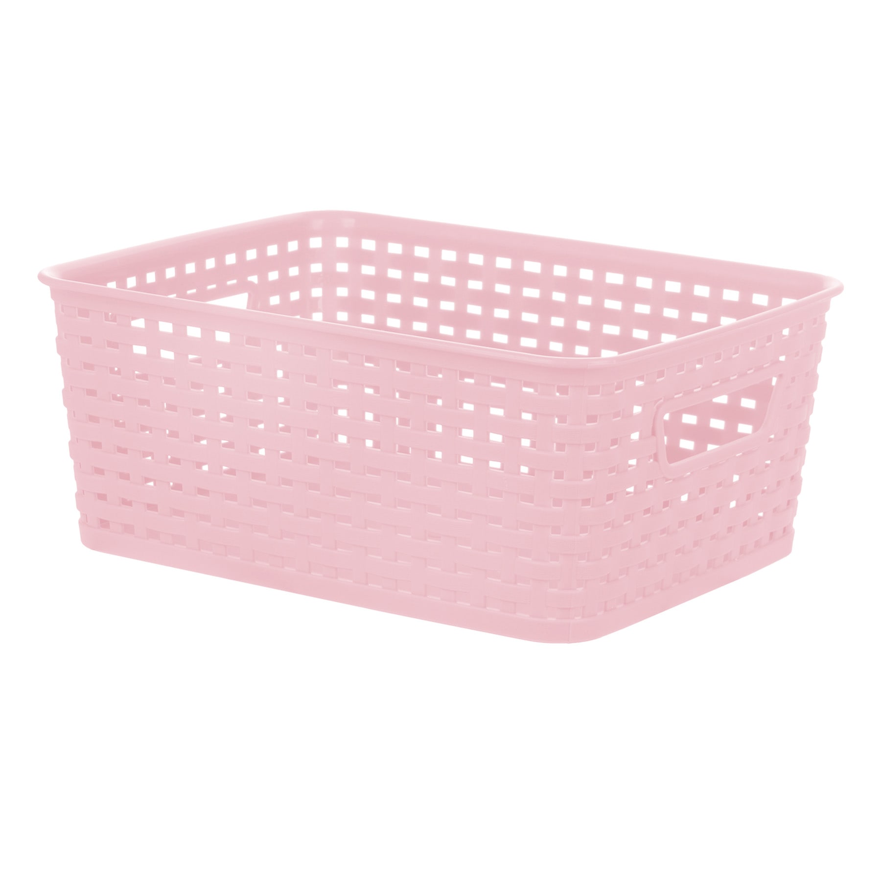 Light Pink Crossover Weave Storage Basket, Small