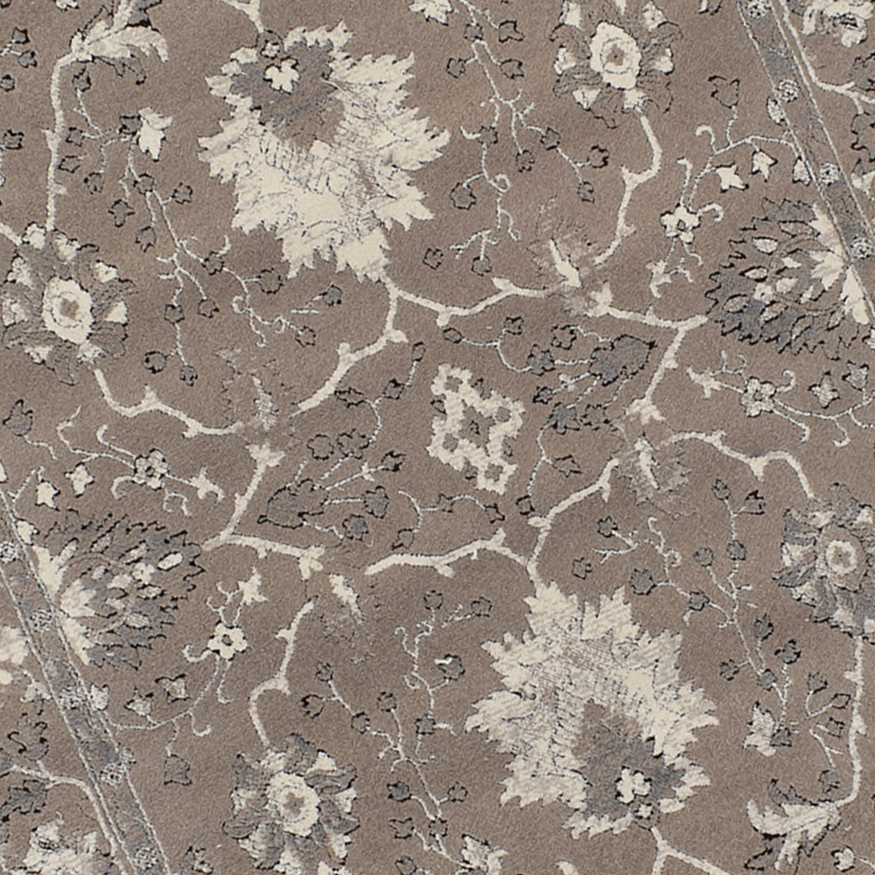 (B803) Antiqua Dark Grey Floral Runner, 2x6