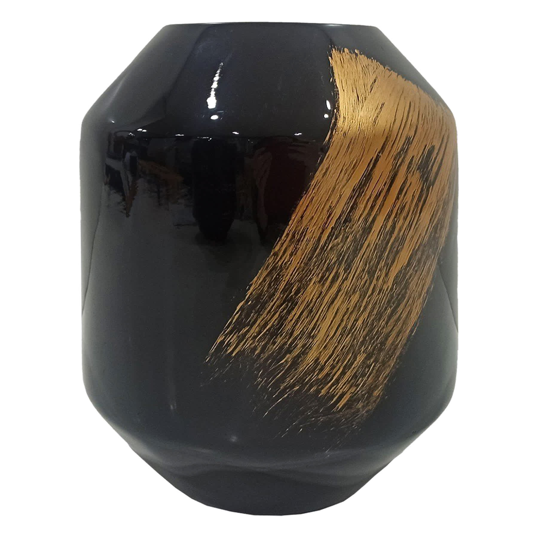 Crosby St. Black Gold Stroke Vase, 10"