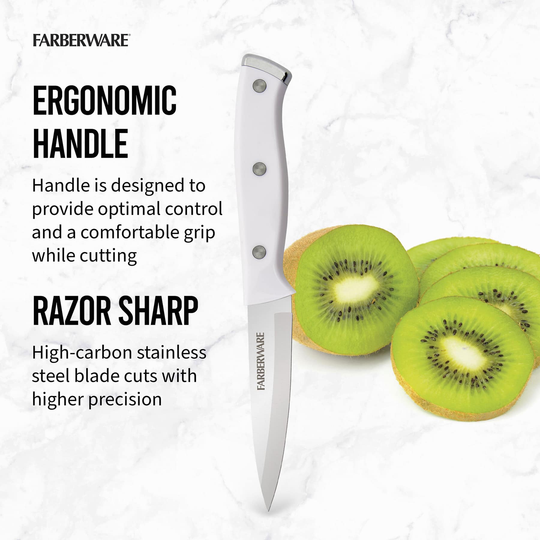 Farberware Edgekeeper White Triple Revited Paring Knife, 3.5"