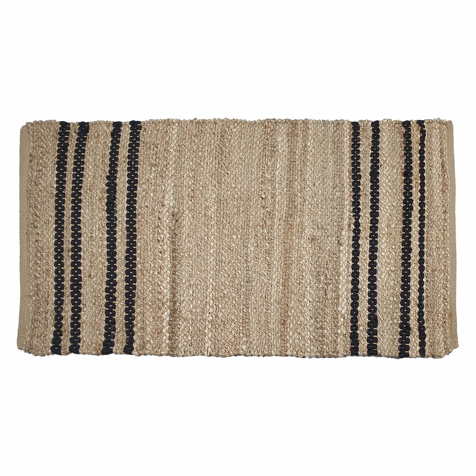 Black Striped Jute Accent Rug, 20x34