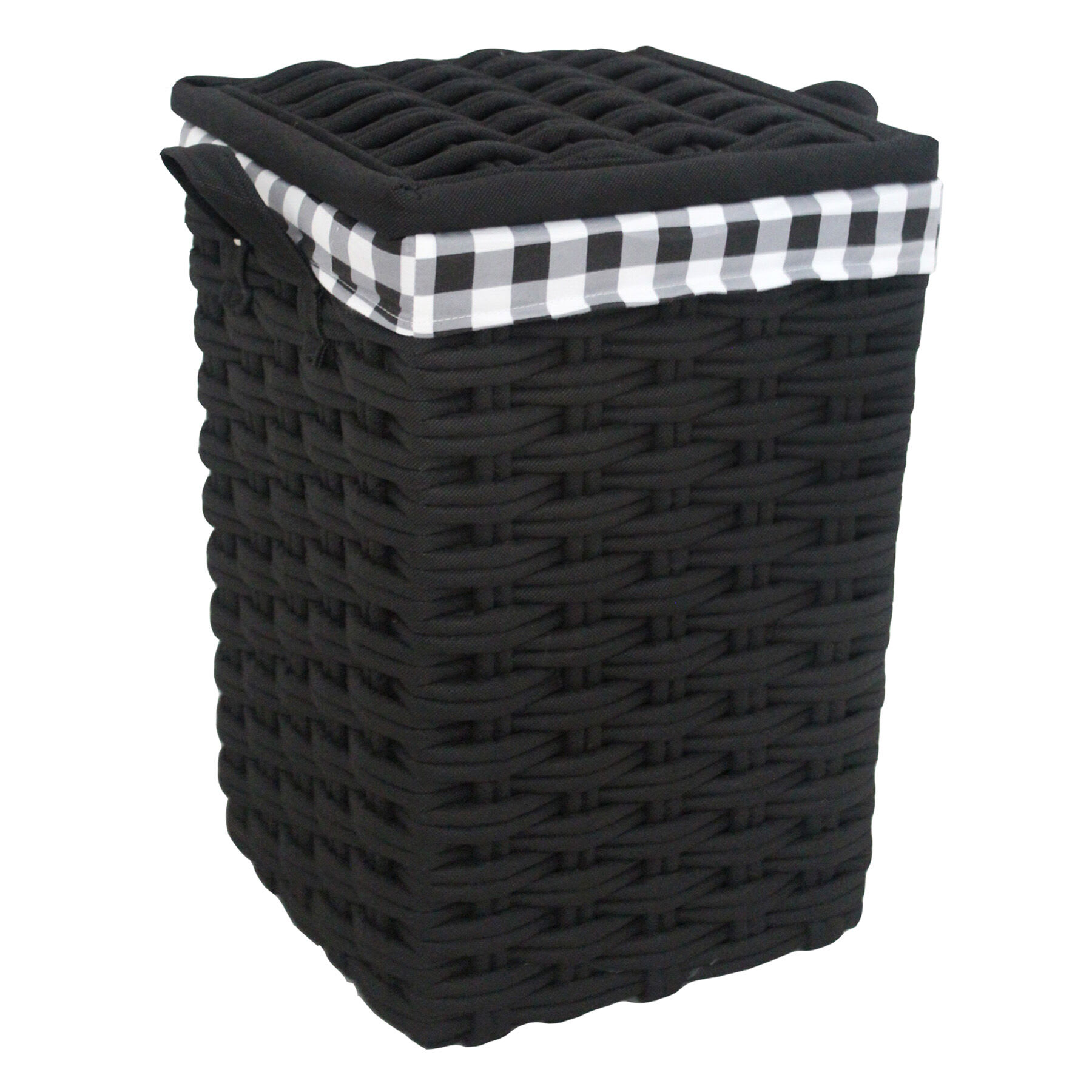 Floor Standing Laundry Hamper with Printed Buffalo Check Liner, Medium