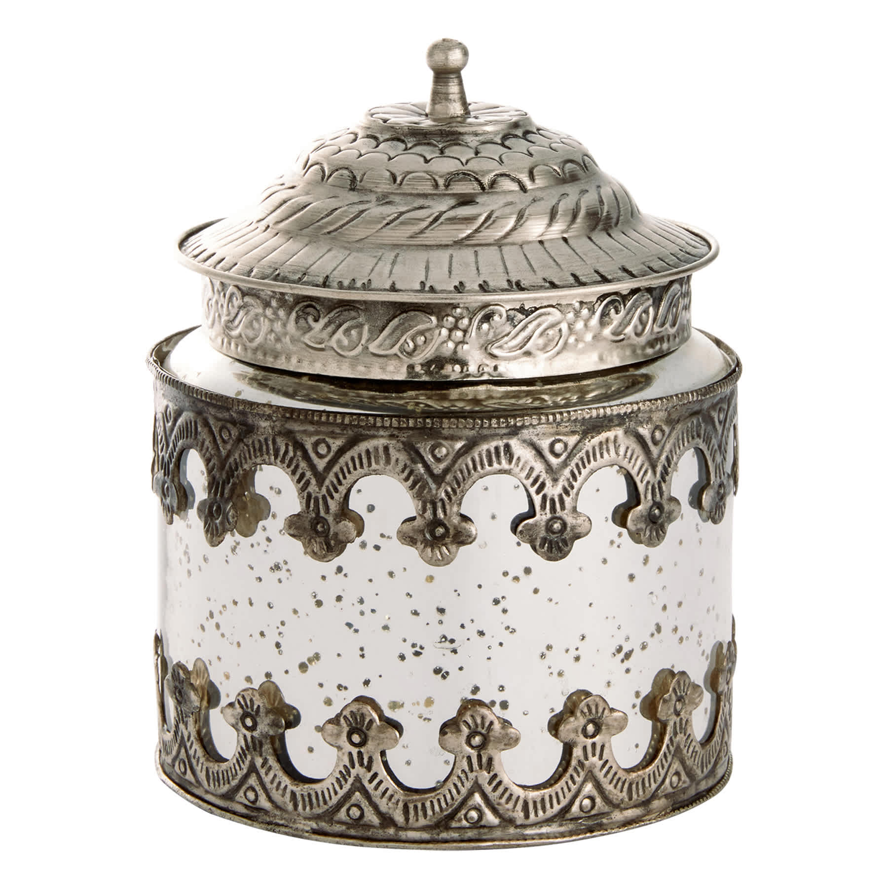 Silver Antique Mercury Glass Jar, 7"