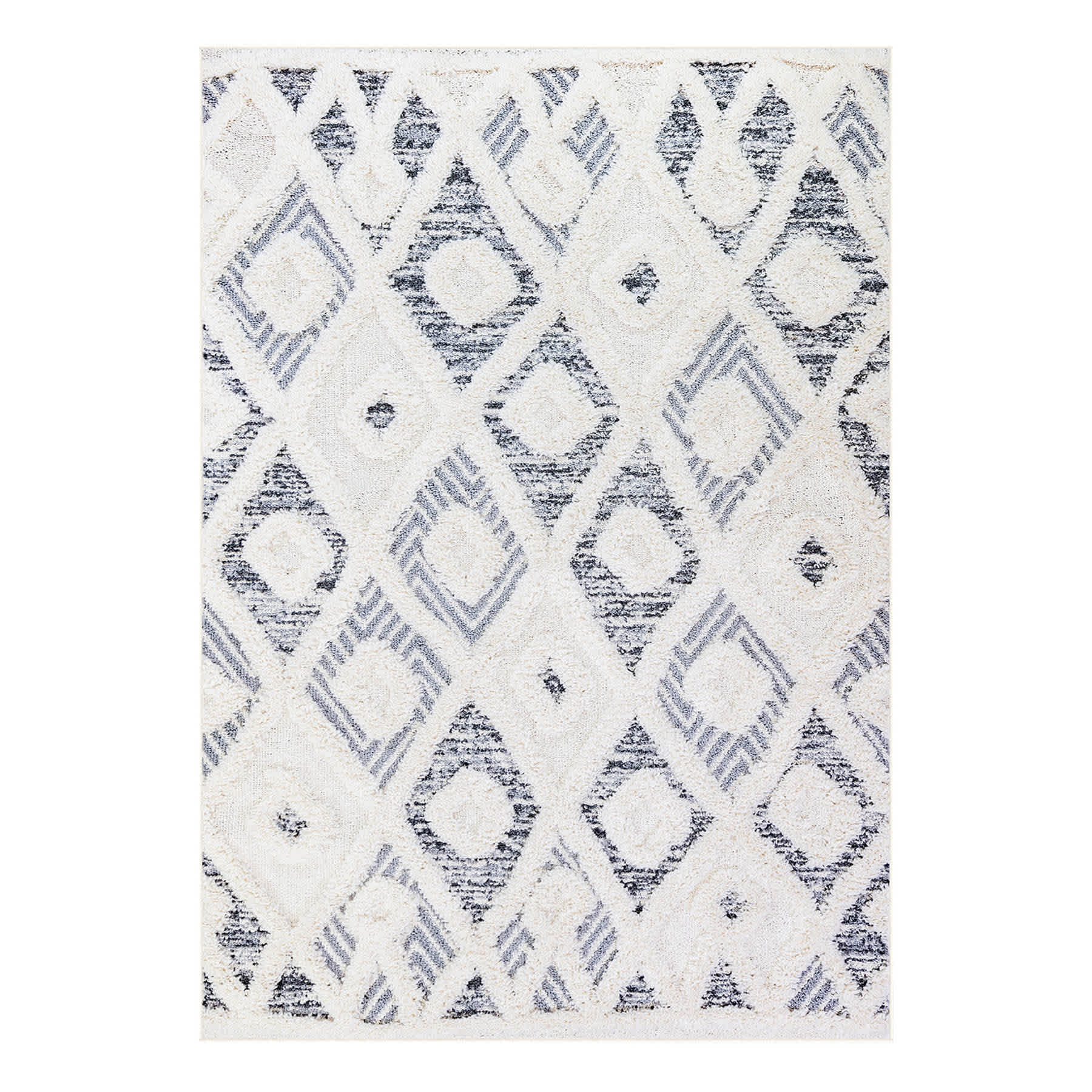 (B712) Found & Fable Gloria Cream Diamond Design Area Rug, 5x7