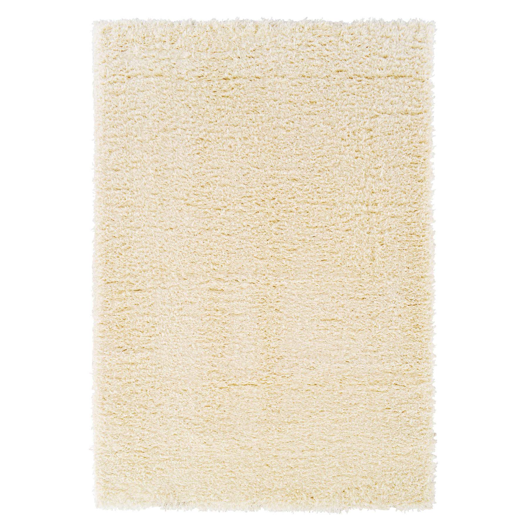 (C152) Solid Ivory Shag Area Rug, 5x7