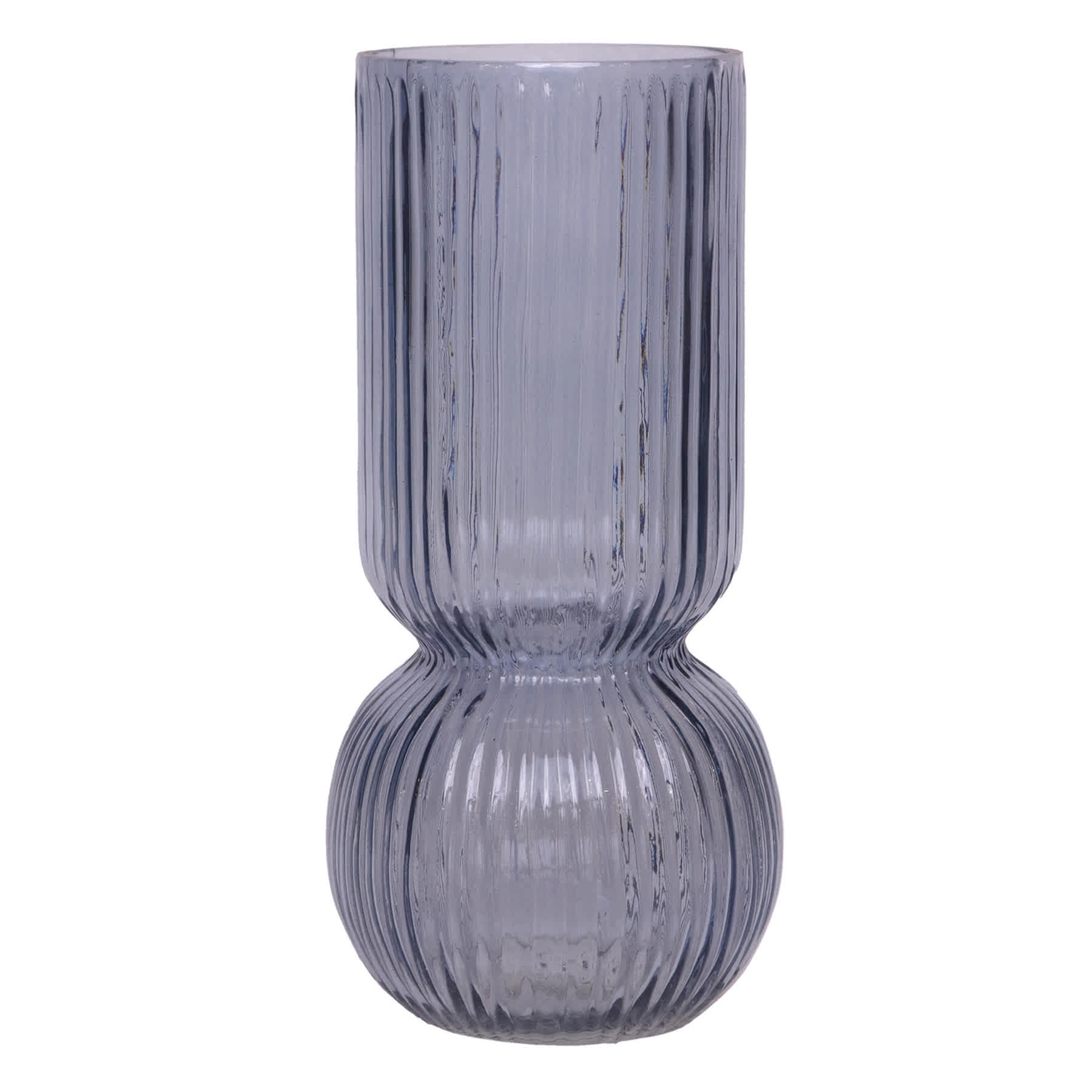 Blue Bottom Bubble Ribbed Vase, 9"