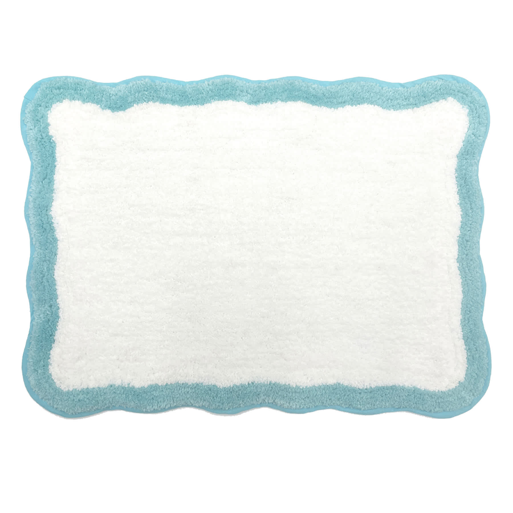 Tiny Dreamers Aqua Scalloped Border Bath Rug, 17x24