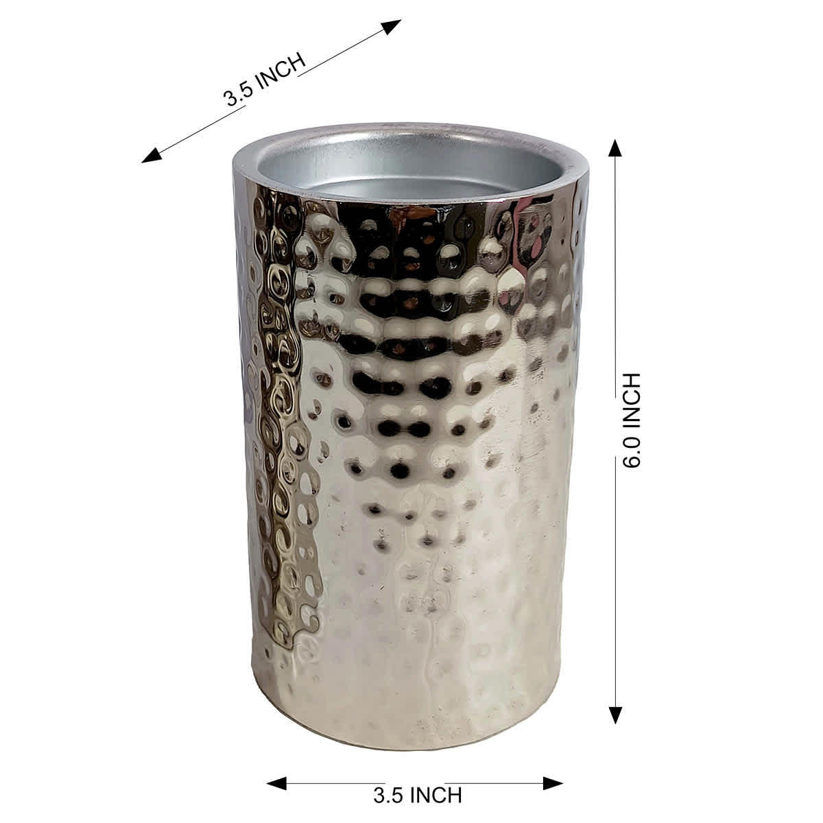 Found & Fable Silver Hammered Pillar Candle Holder, 6"