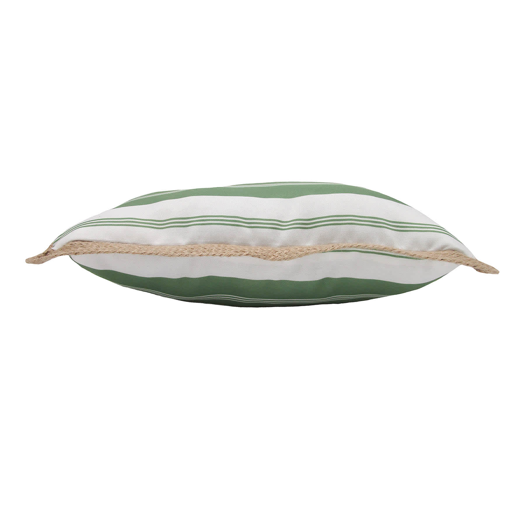 Providence Green Stripe with Jute Trim Outdoor Throw Pillow, 18"