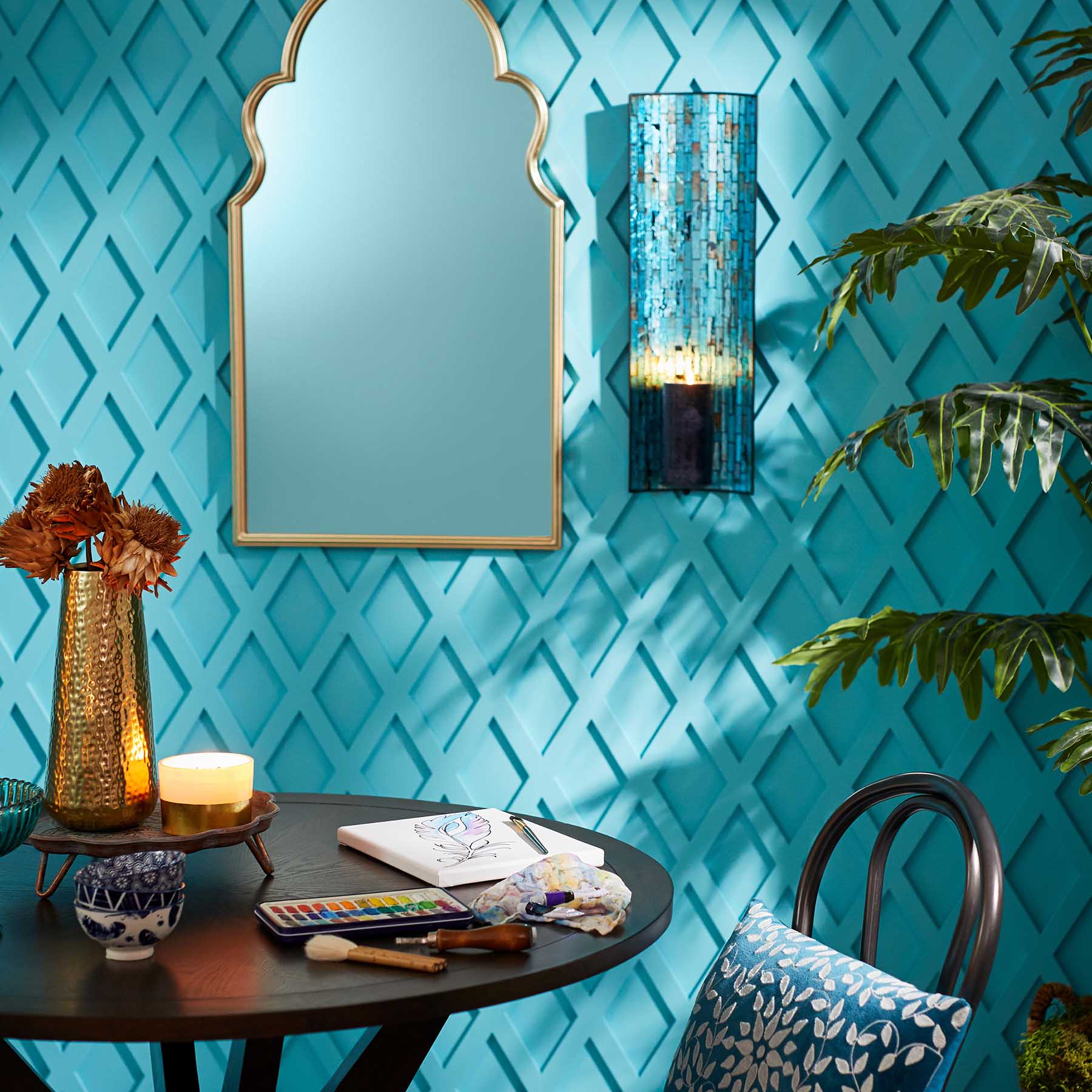 Blue Mosaic Wall Sconce, 24"