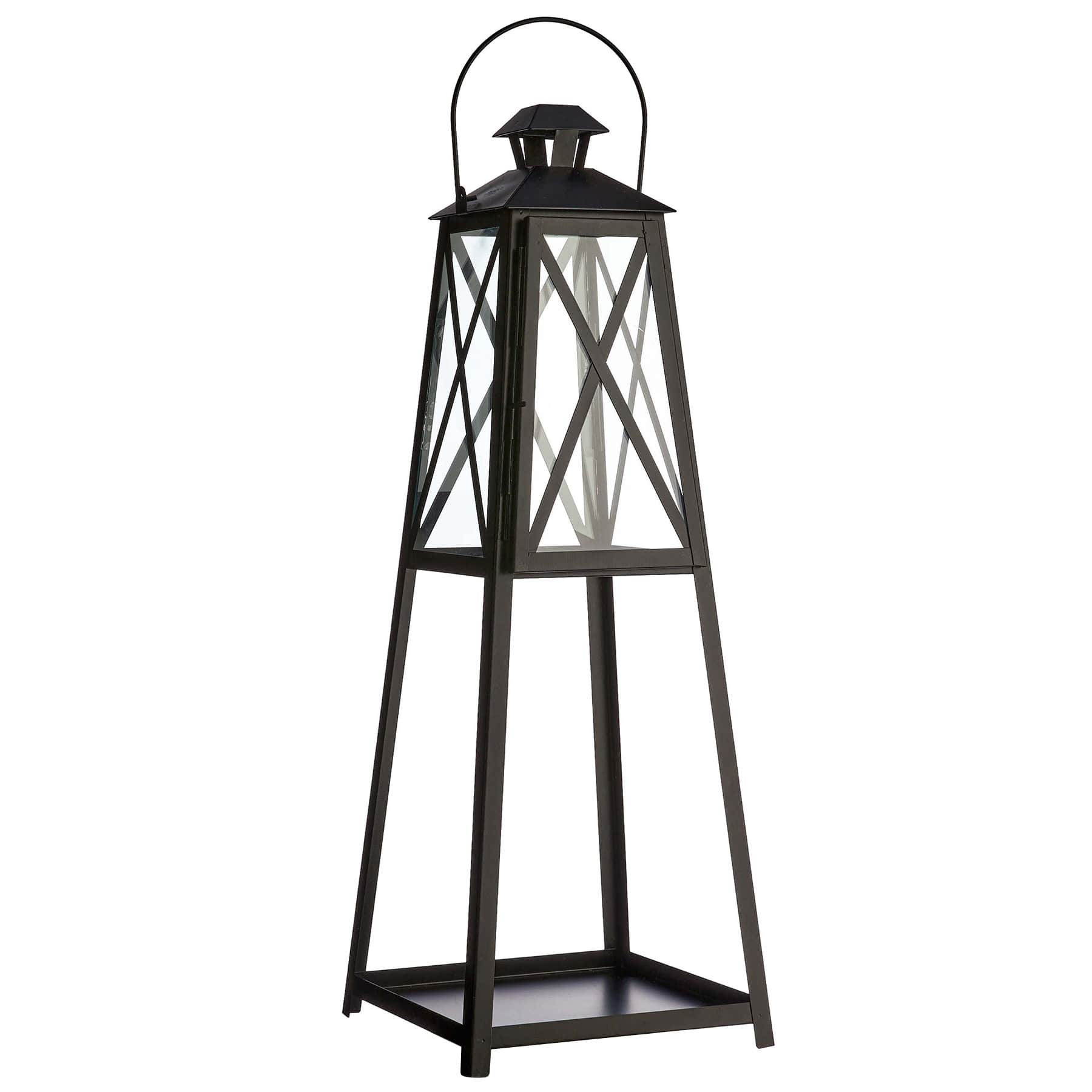 Black Oversized Lantern with Handle, 28"