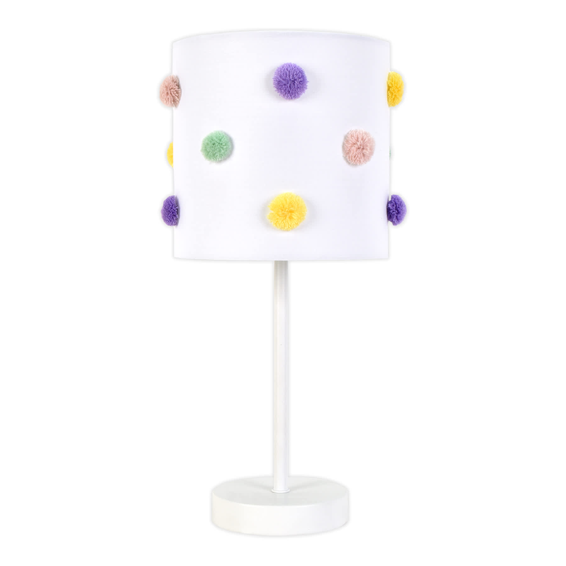 Tiny Dreamers Multicolor Pom-Pom Metal Small Lamp, 16"