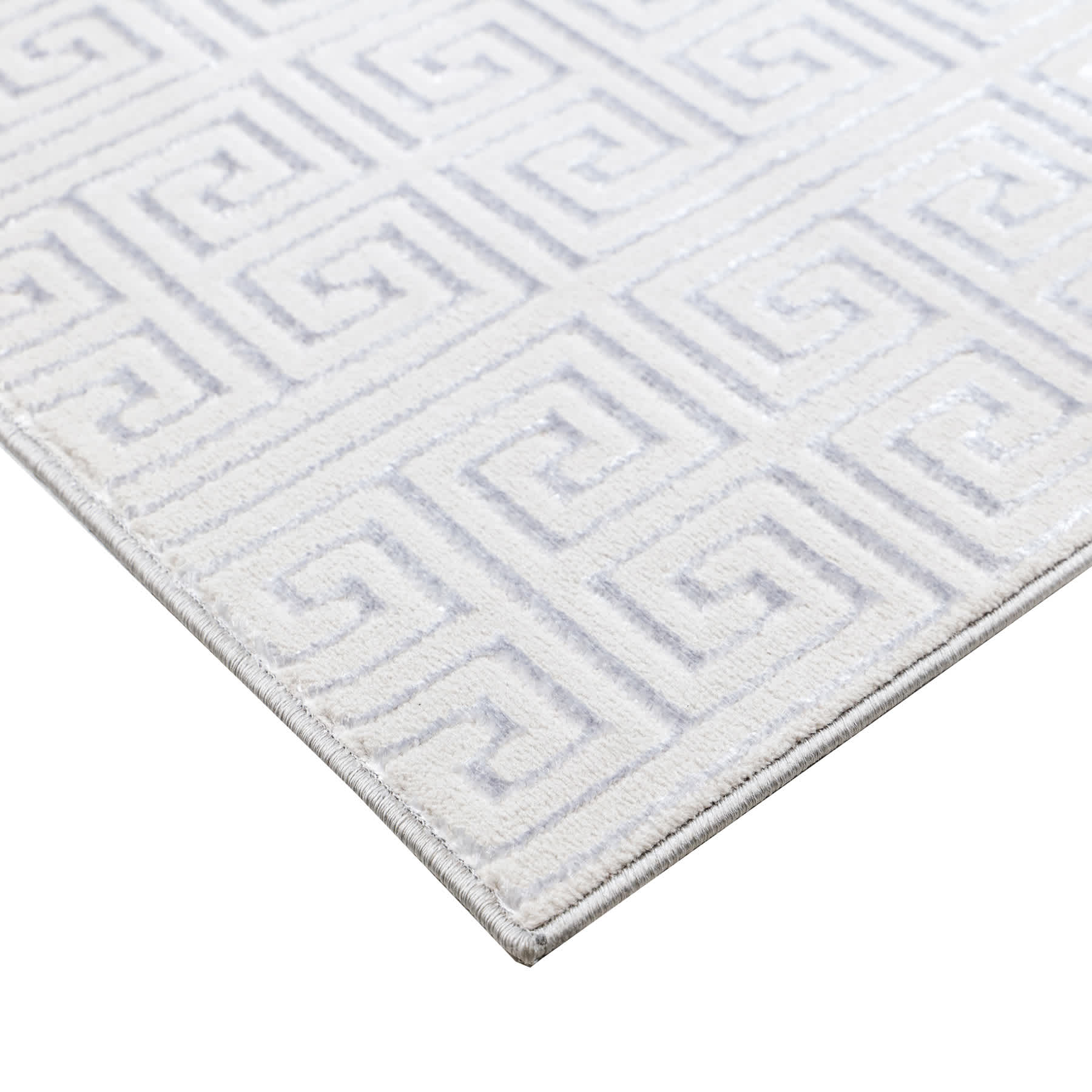 (B839) Providence Onix Grey Greek Key Runner, 2x6