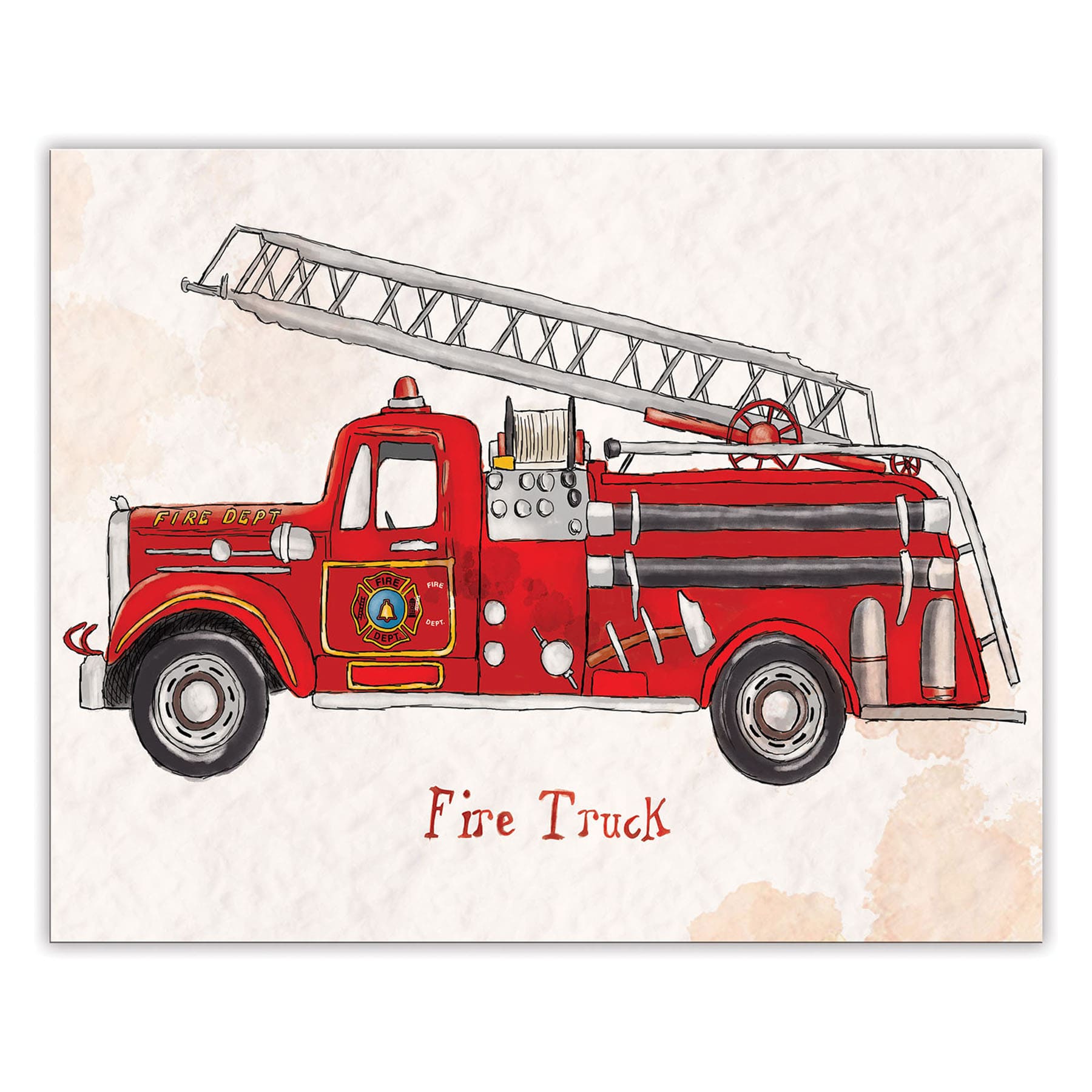 Red Firetruck Canvas Wall Art, 20x16