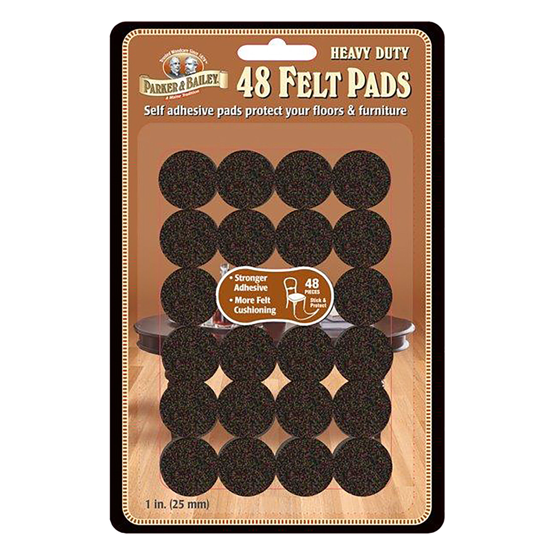 48-Pack Black Felt Furniture Pads, 1"
