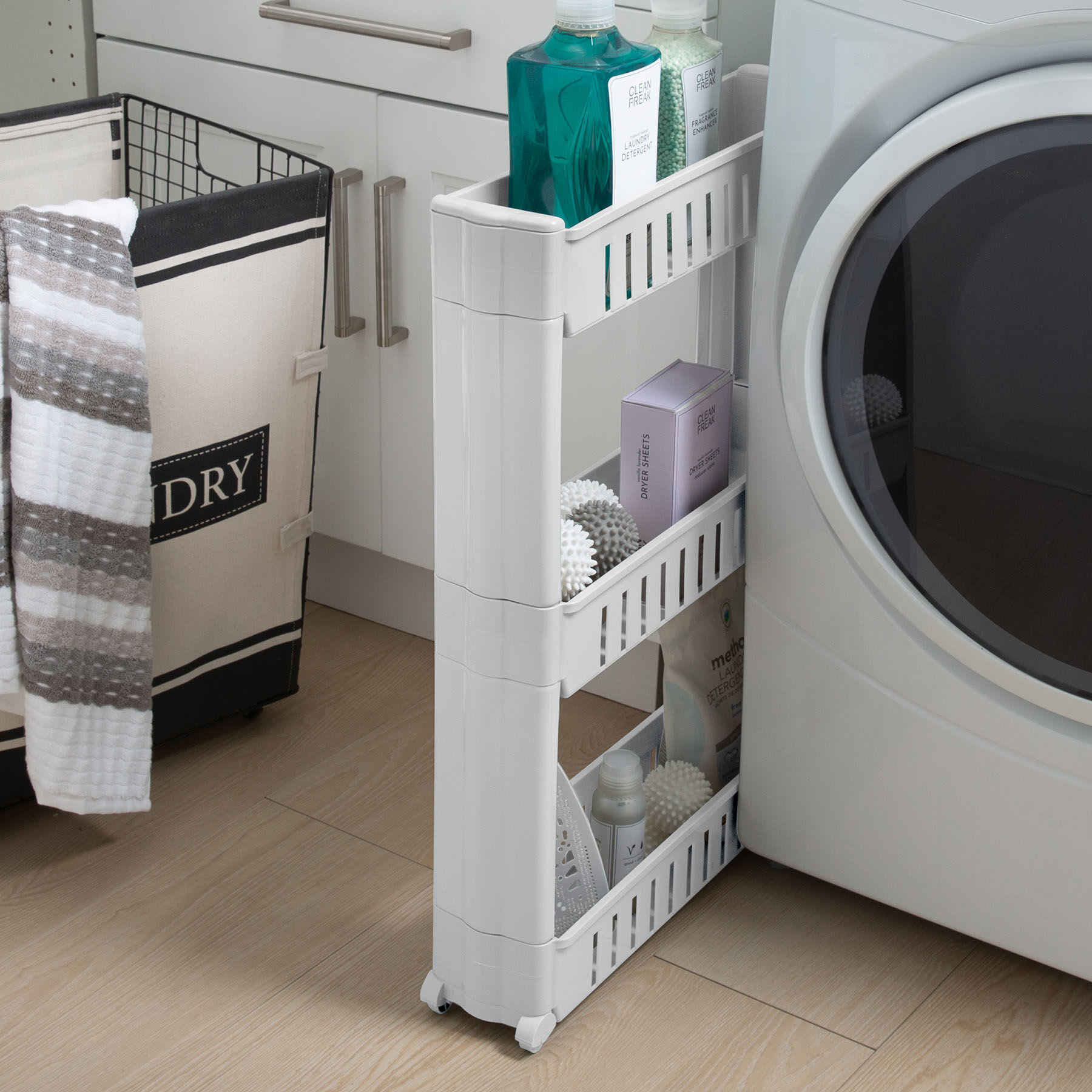 3-Tier Slim Rolling Organizer, White