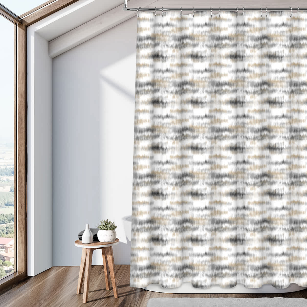 13-Piece Aura Oasis Grey Shower Curtain Set, 70x72