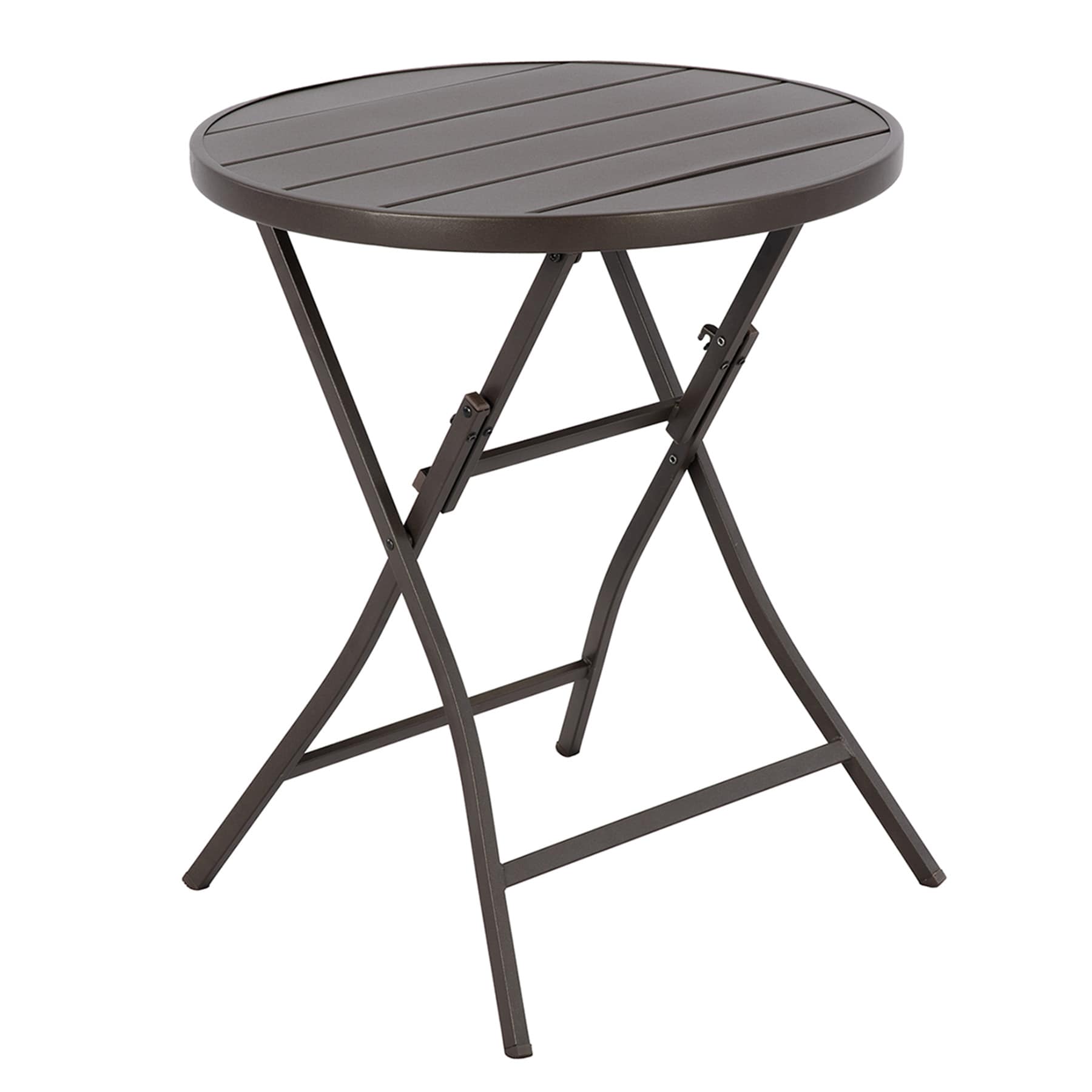 Hampton Metal Patio Folding Table, Brown