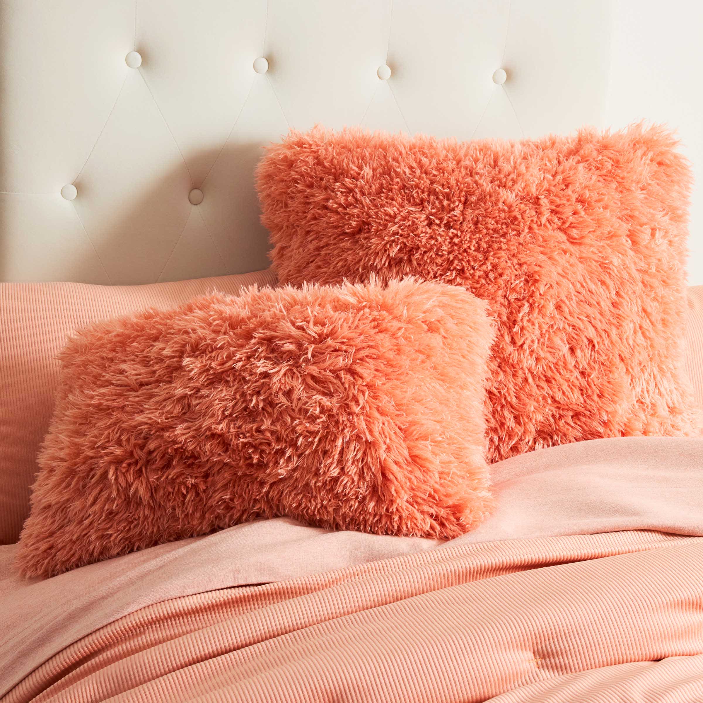 Clay Alpaca Faux Fur Throw Pillow, 24"