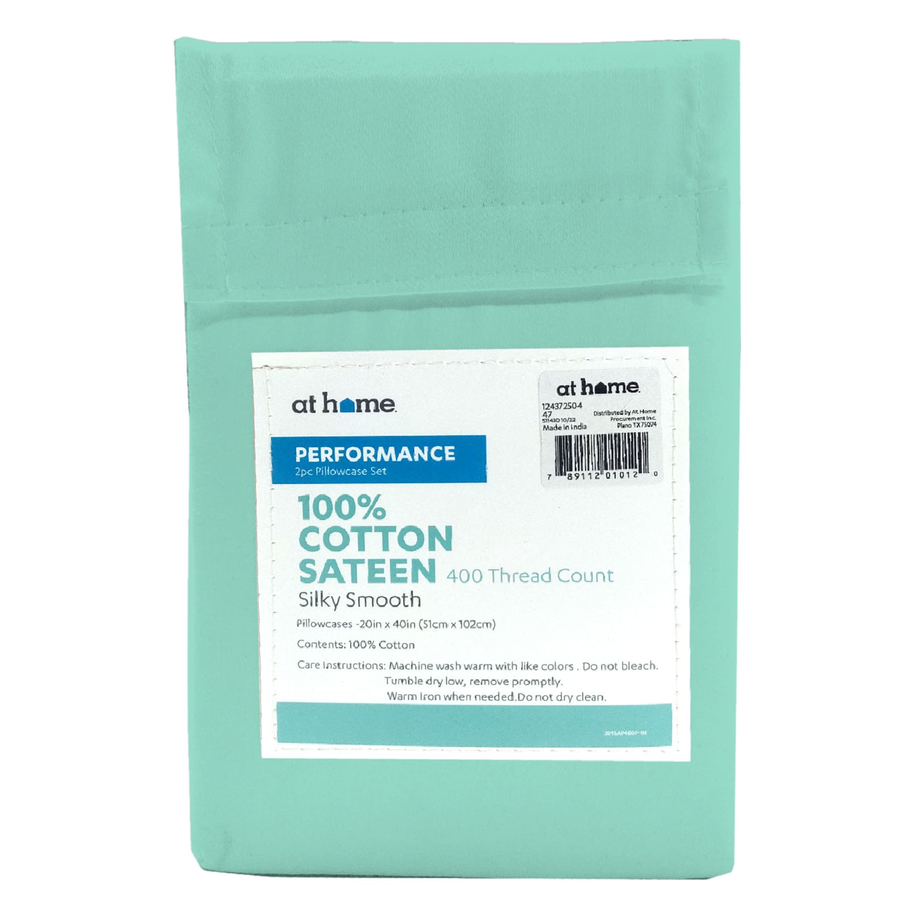 2-Piece Aqua 400 Thread Count Cotton Performance Pillowcase Set, King