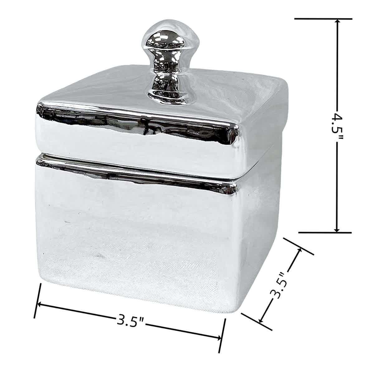 Found & Fable Silver Ceramic Decorative Box, 3.5"
