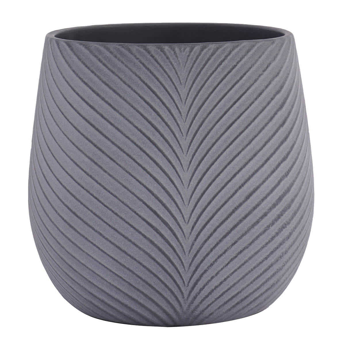 Indoor Chevron Matte Grey Pot, Small