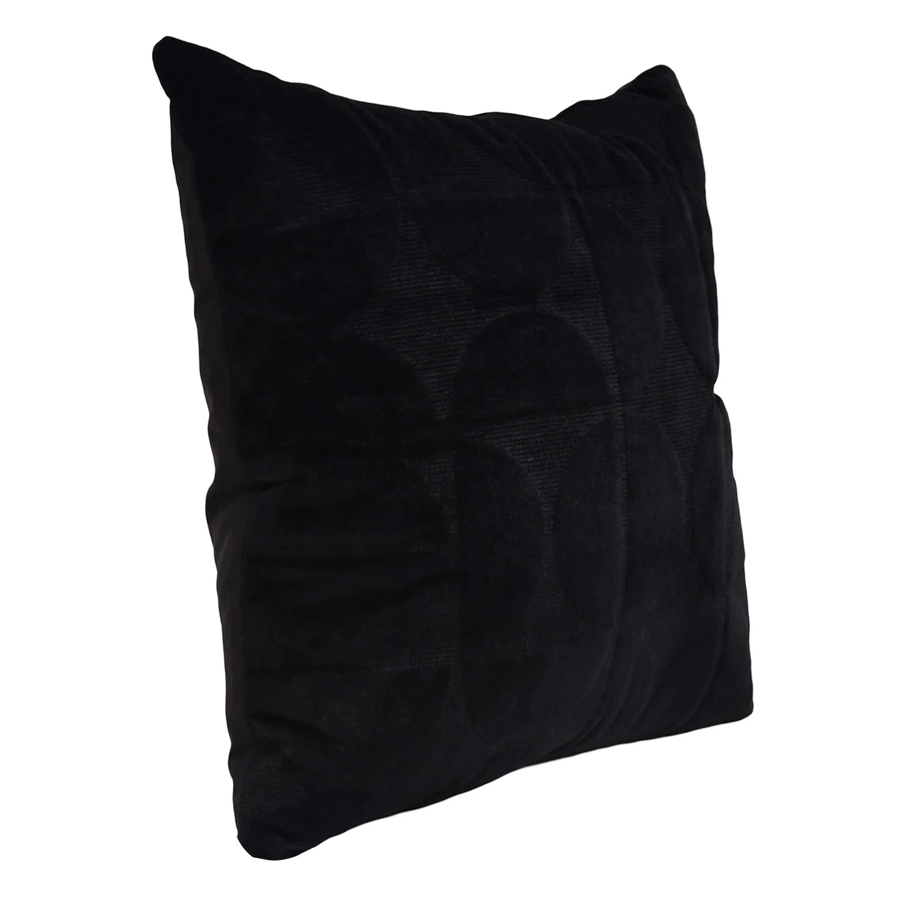 Crosby St. Black Geo Quilted Velvet Throw Pillow, 18"