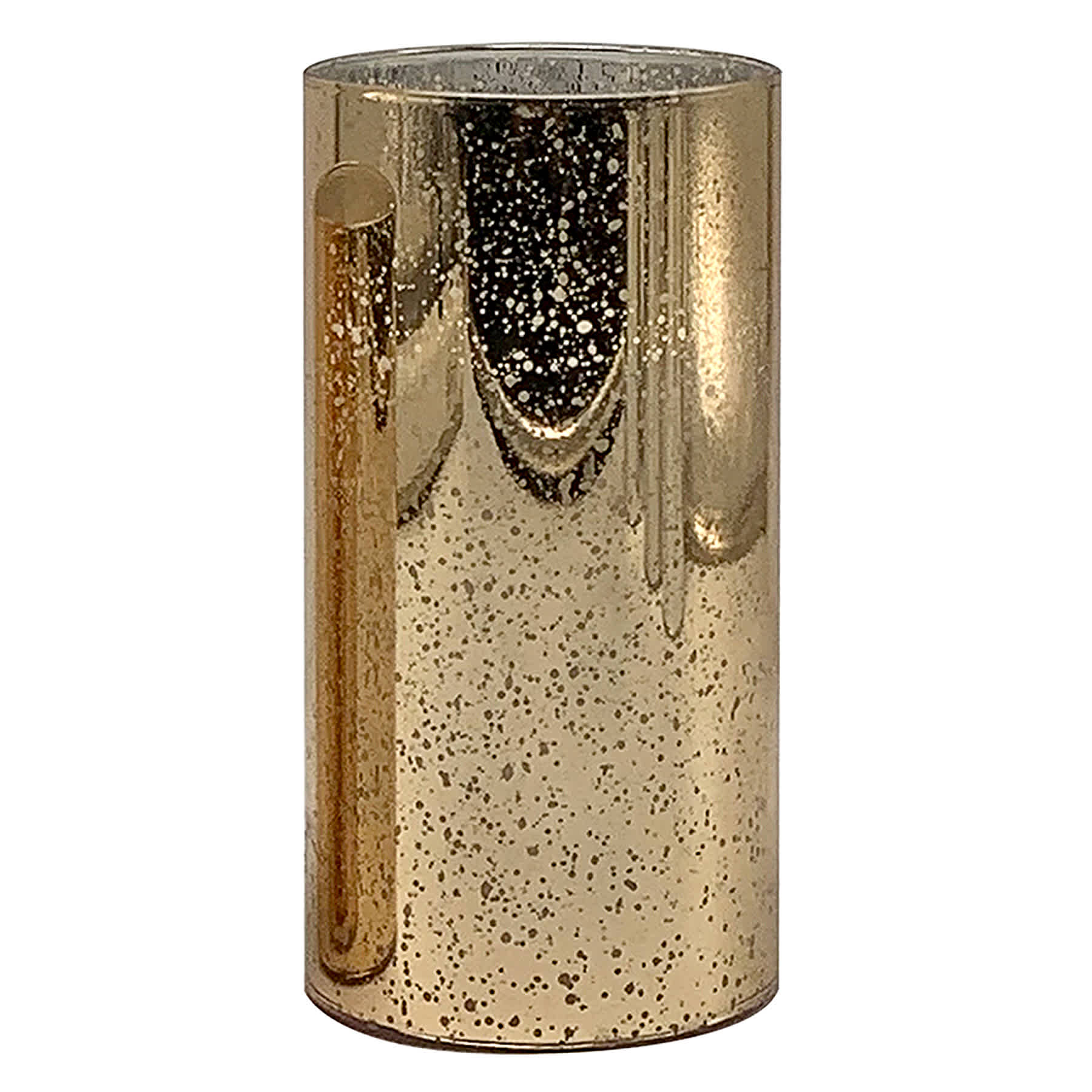 Providence Gold Mercury Glass LED Pillar Candle, 3x6