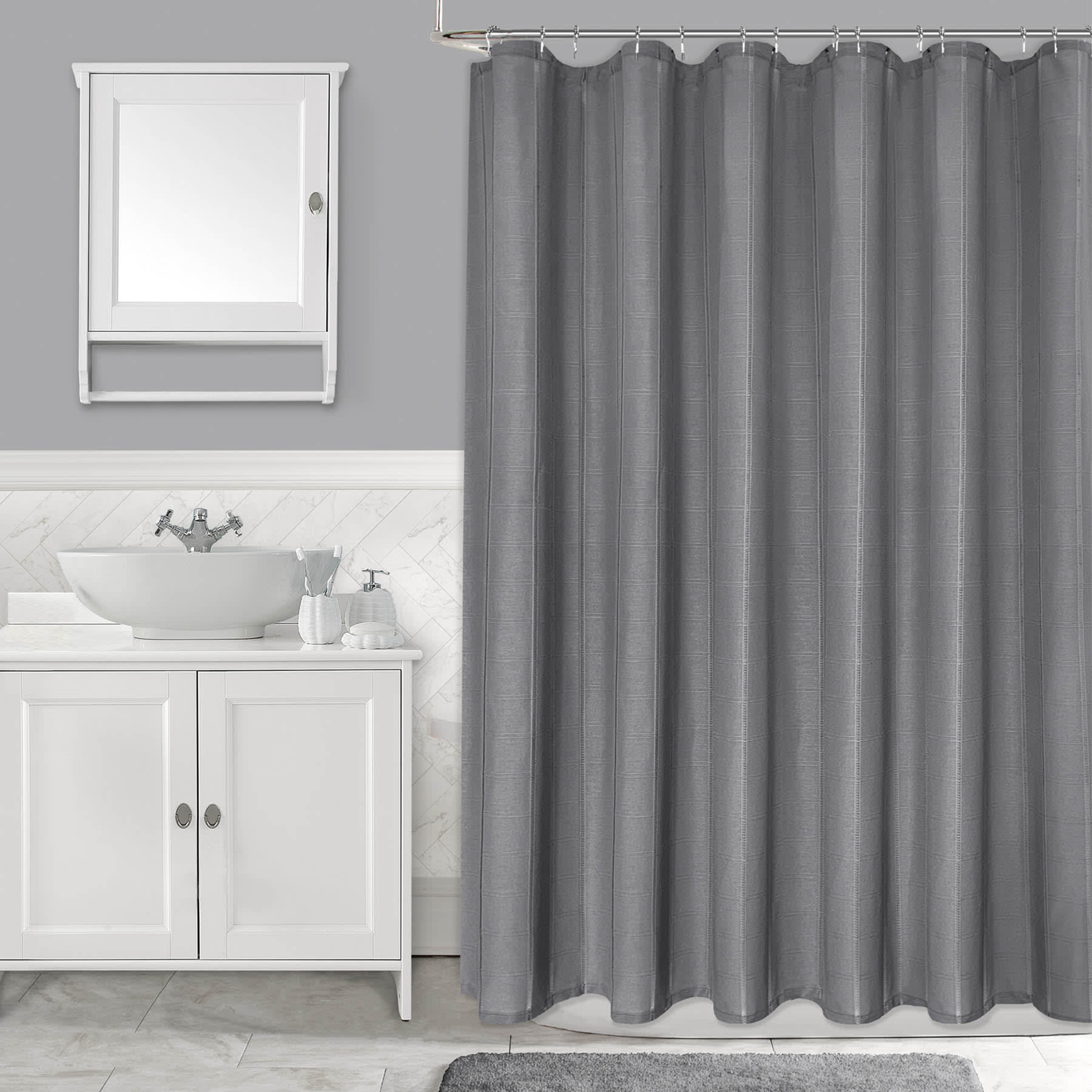 Grey Corey Stitch Shower Curtain, 72"