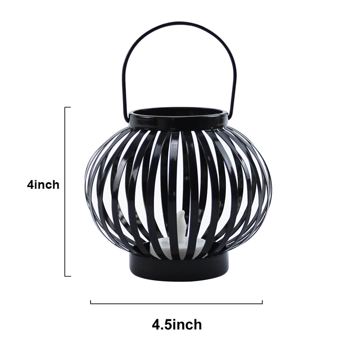 Black Metal LED Tealight Candle Lantern, 4"
