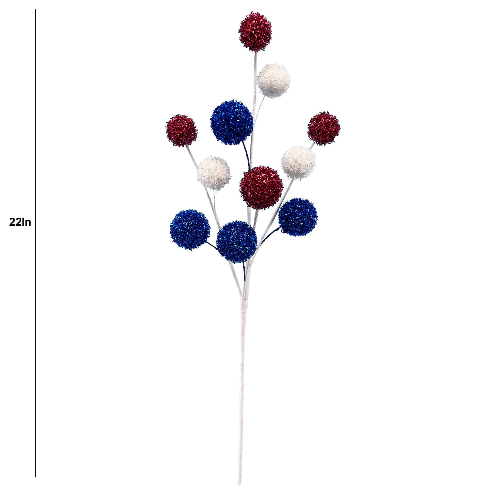 Patriotic Tinsel Balls Stem Pick, 22"