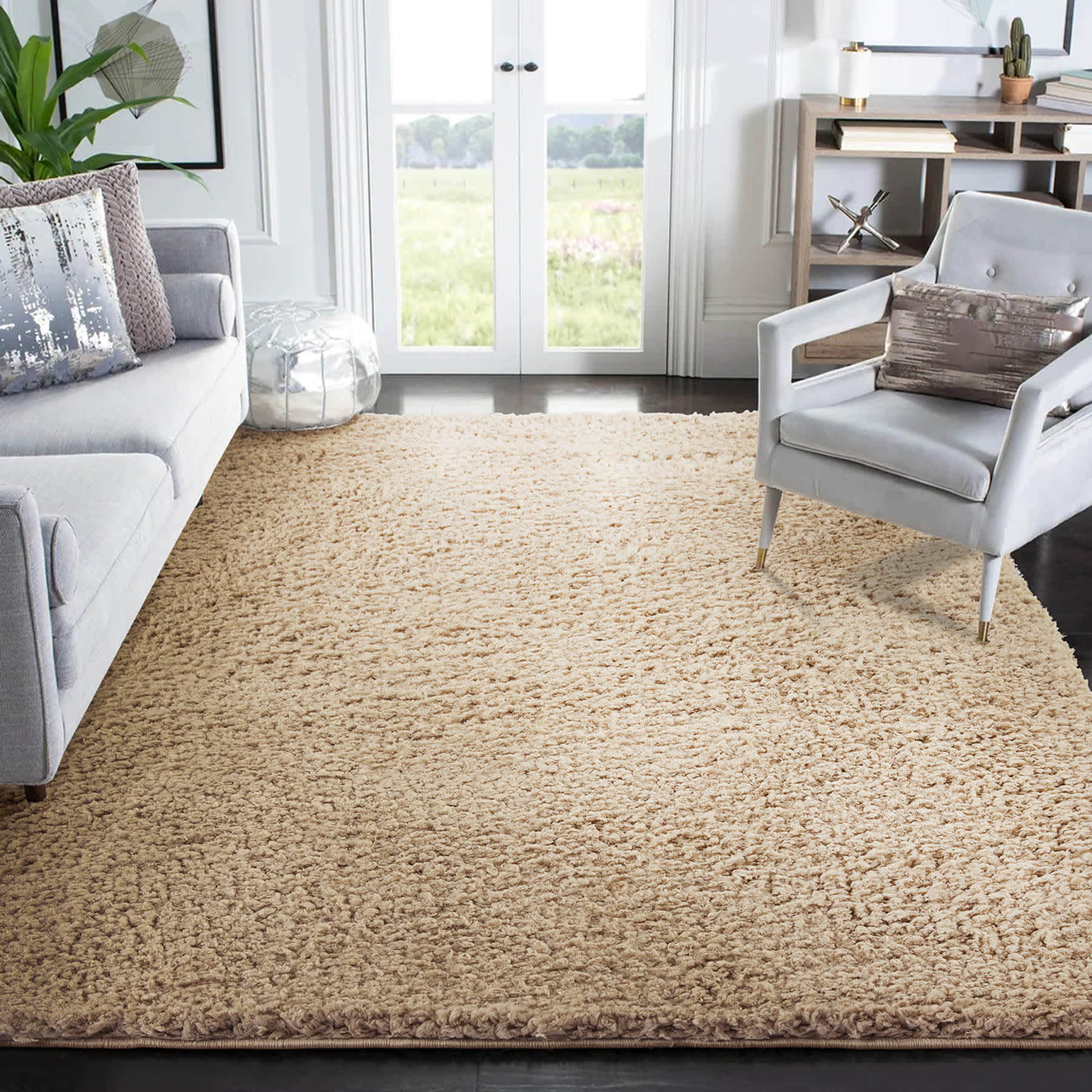 (C205) Kodiak Neutral Shag Area Rug, 6x9