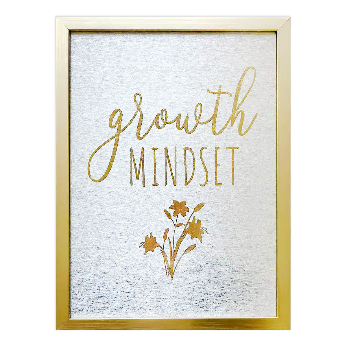 Glass Framed Foiled Growth Mindset Print Wall Sign, 12x16