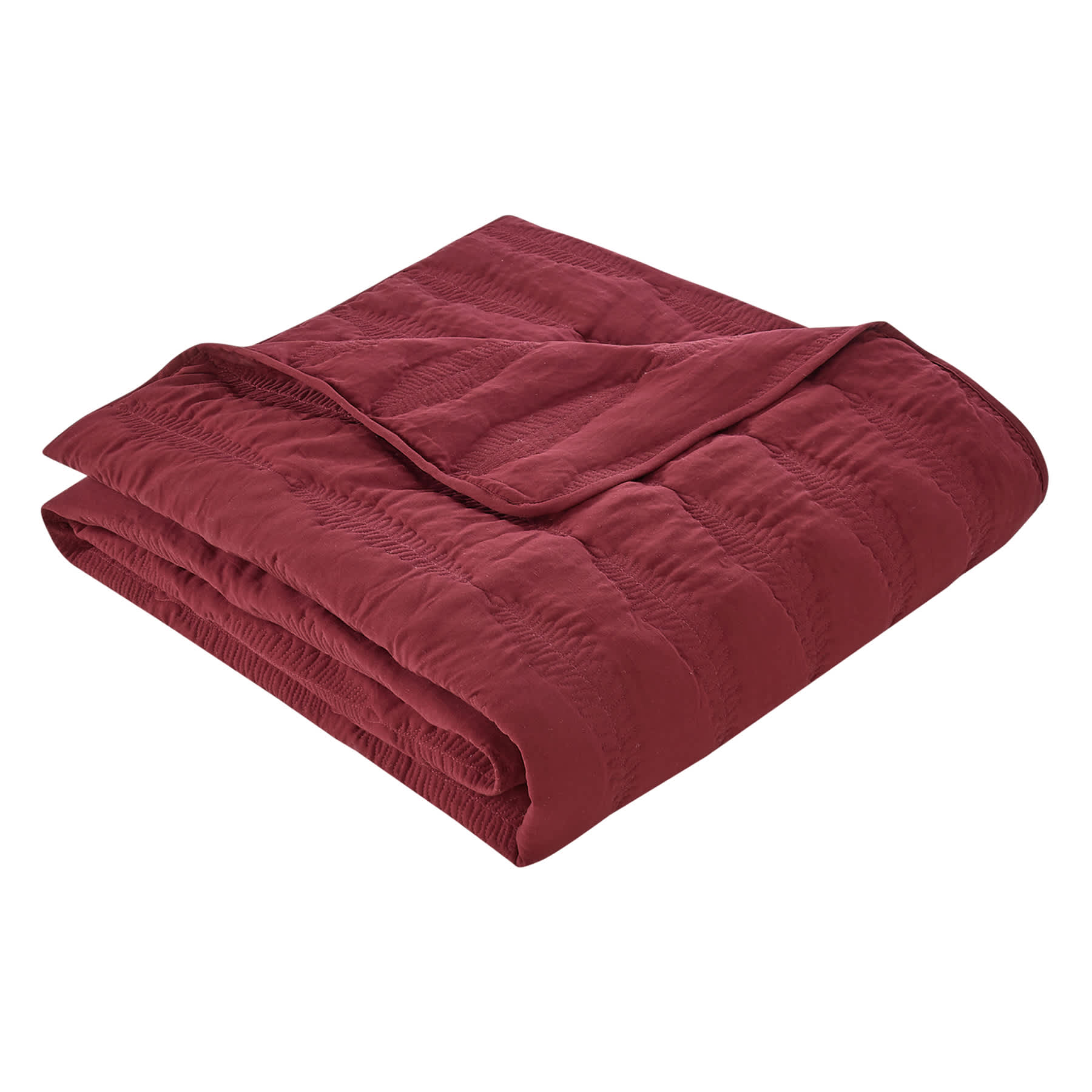 Providence 3-Piece Red Embroidered Washed Microfiber Quilt Set, Full/Queen