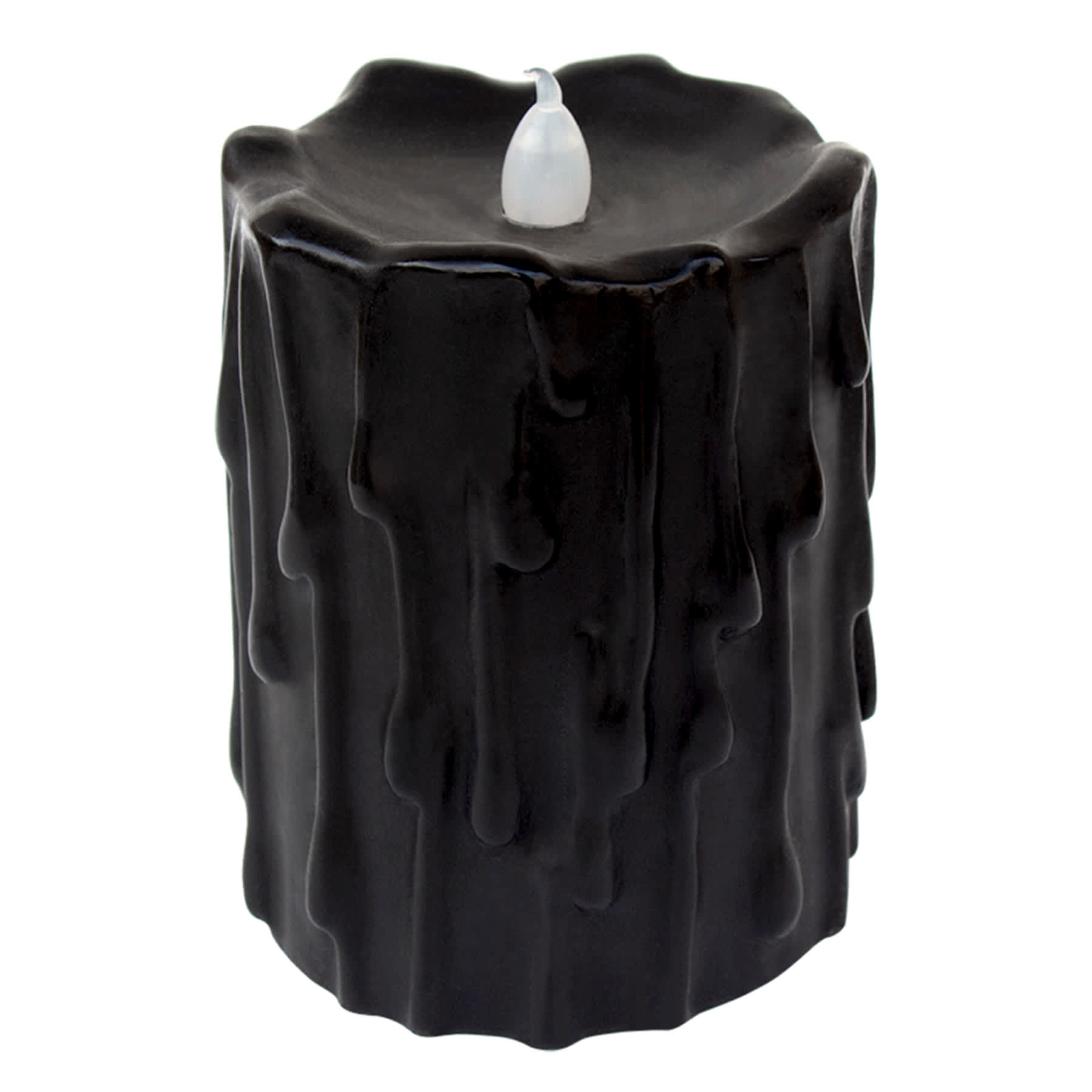 Midnight Shadows Black Drip LED Pillar Candle, 3x4