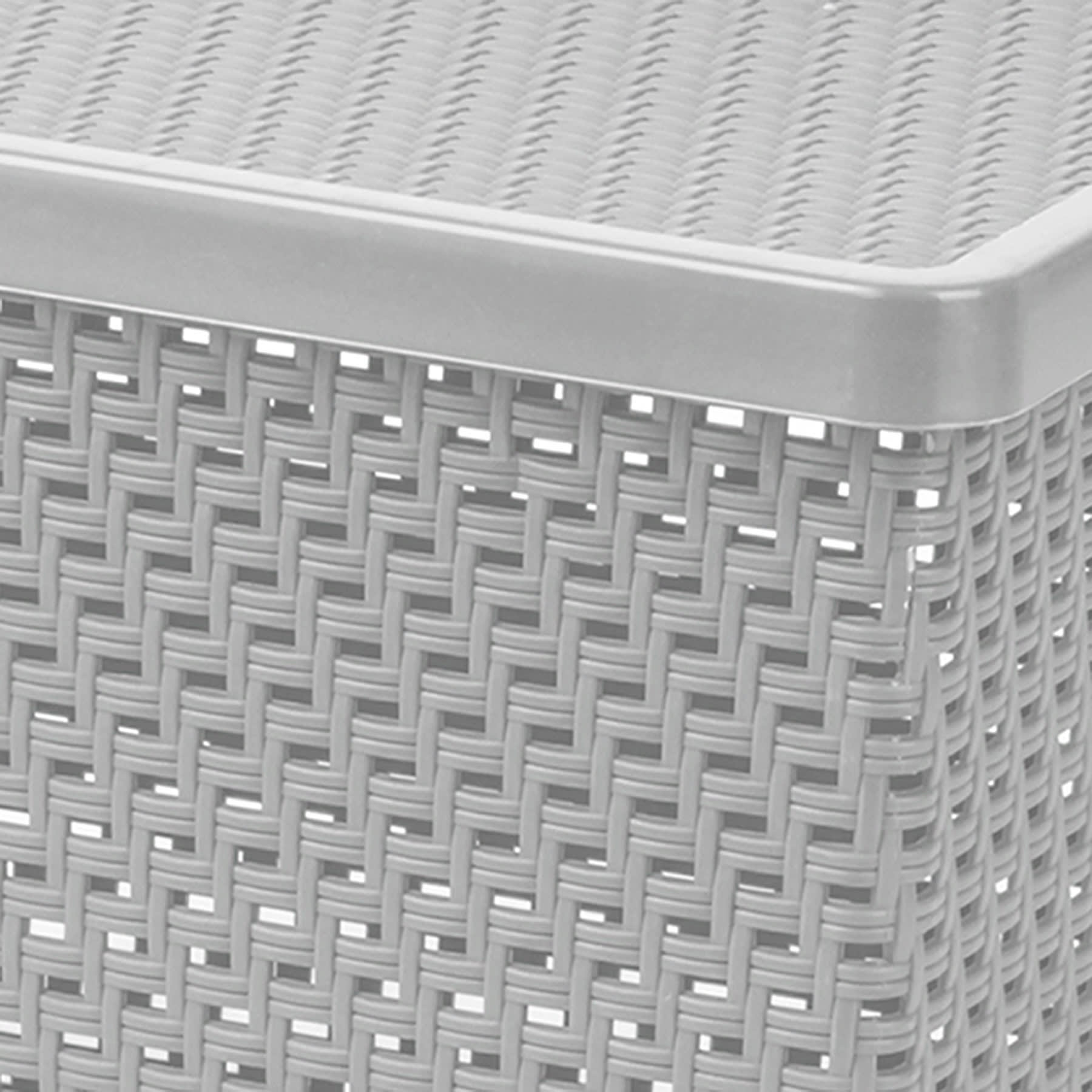 Grey Woven Storage Basket with Lid, 20l