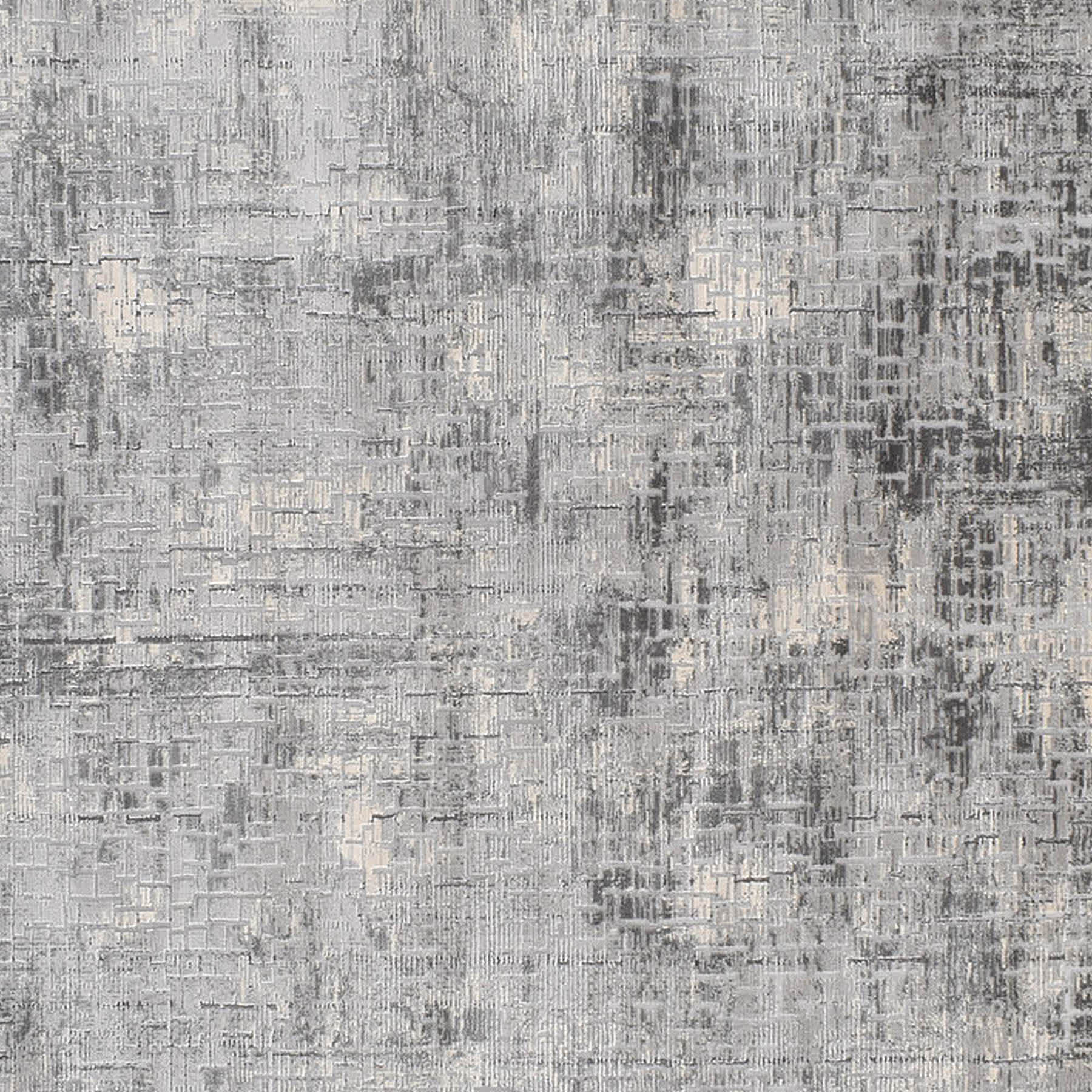 (B656) Mixed Grey Abstract Soft High-Low Design Accent Rug, 2x4