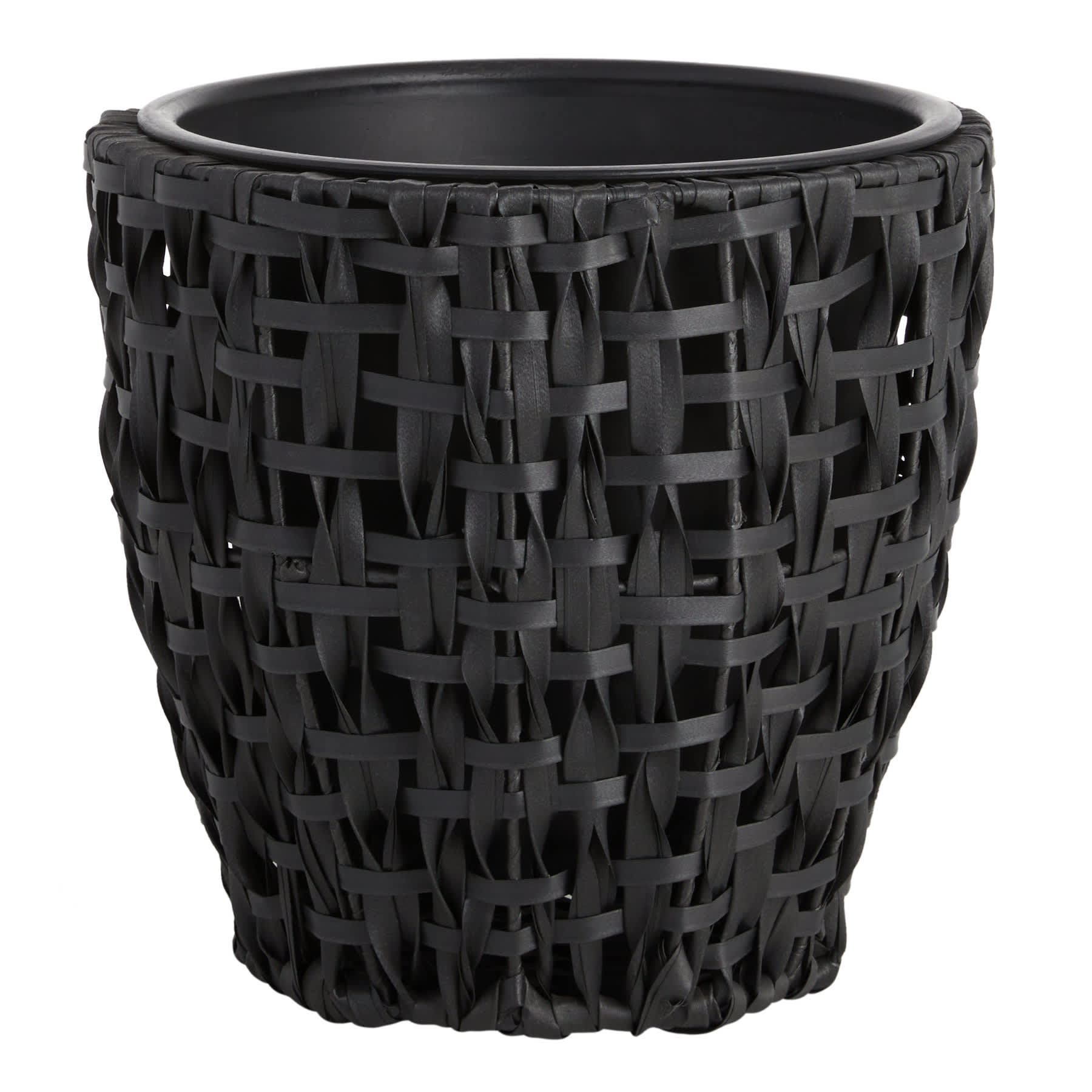 Found & Fable Black Woven Plicker Outdoor Planter, Medium