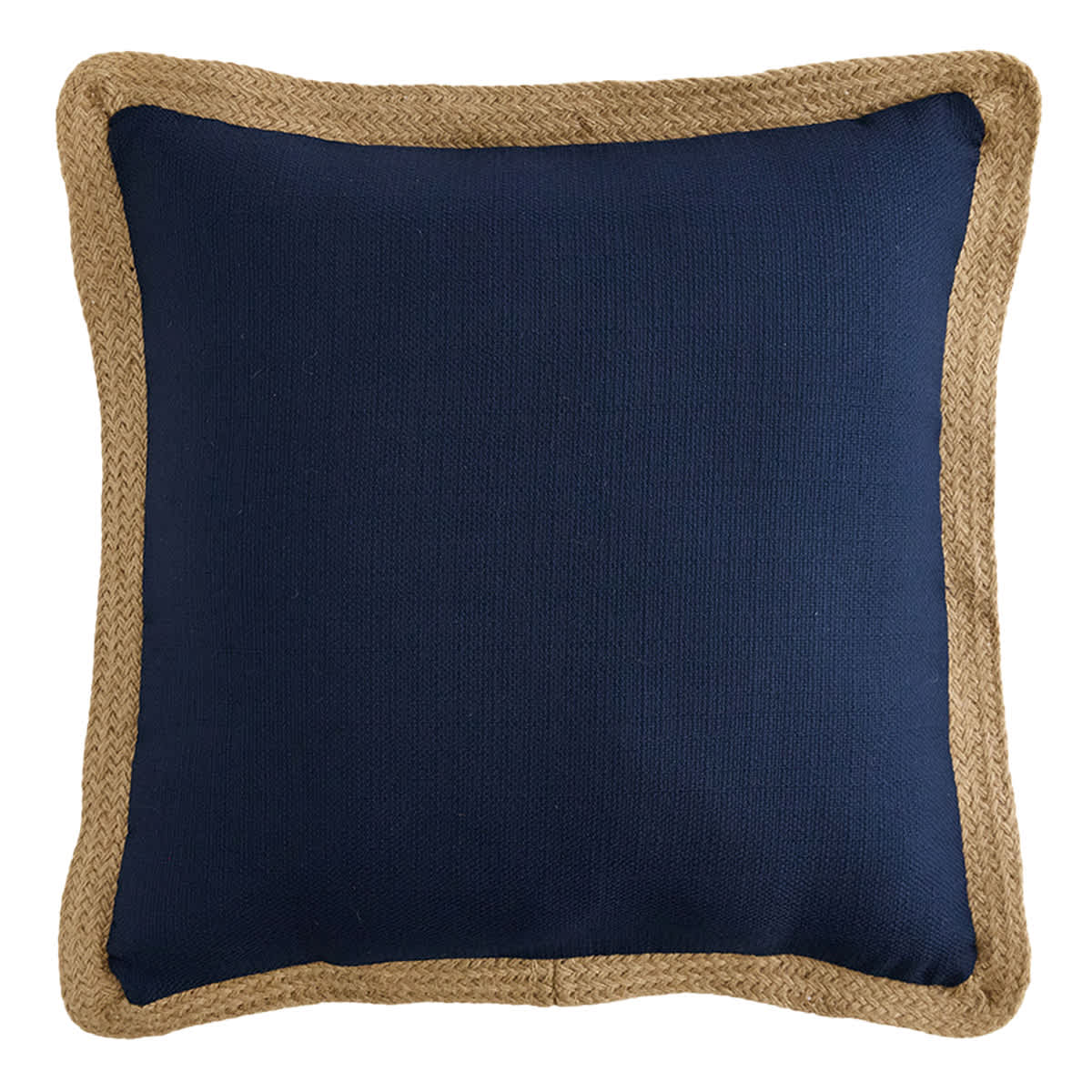 2-Pack Navy Jute Trim Outdoor Throw Pillow, 18"