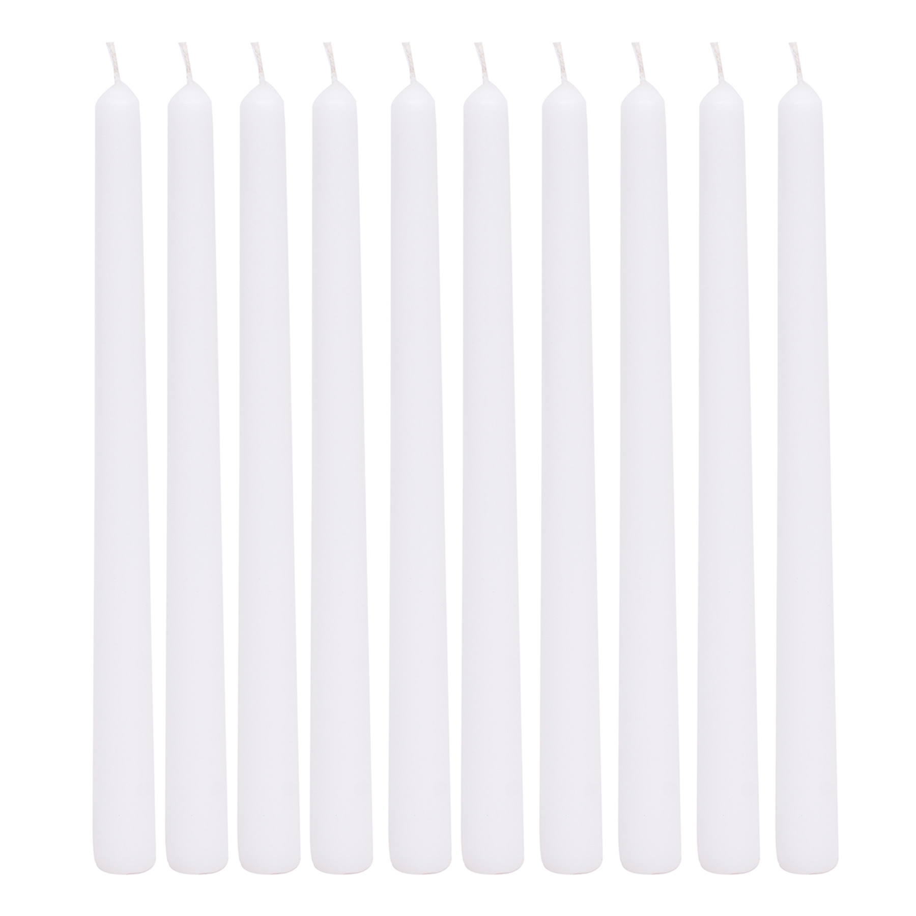 10-Pack White Unscented Taper Candles, 10.5"