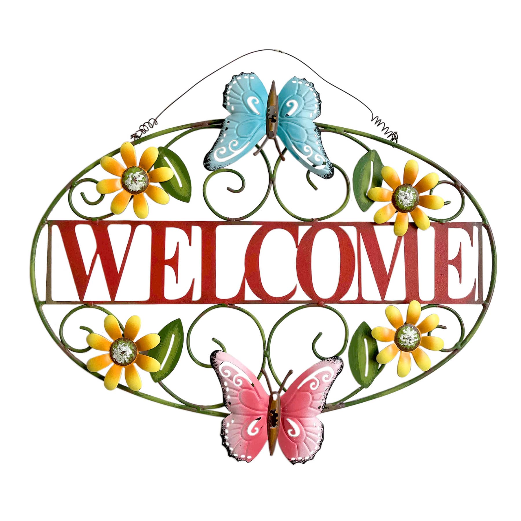 Welcome Butterfly Outdoor Wall Sign, 13.4"