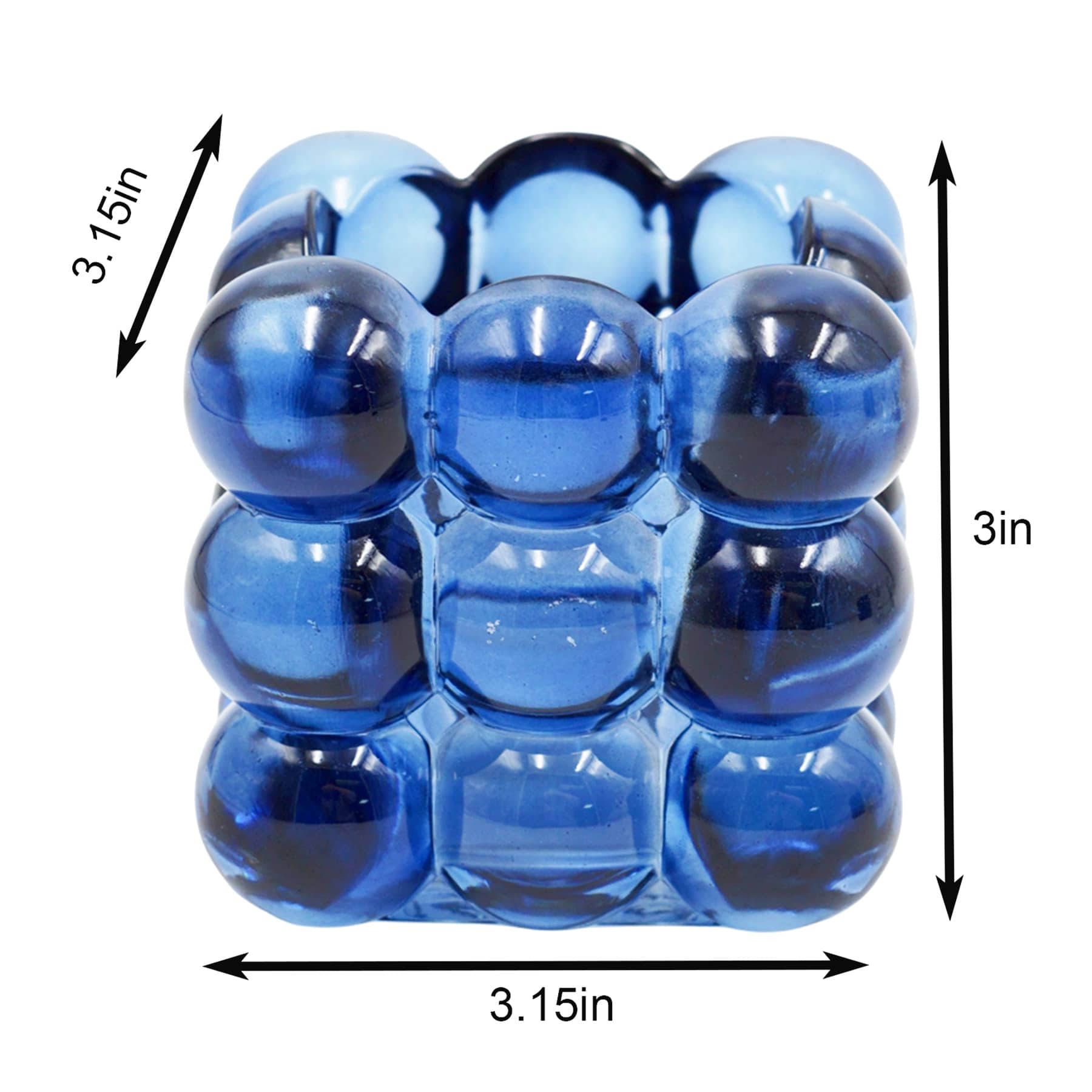Navy Blue Glass Votive Candle Holder, 3"