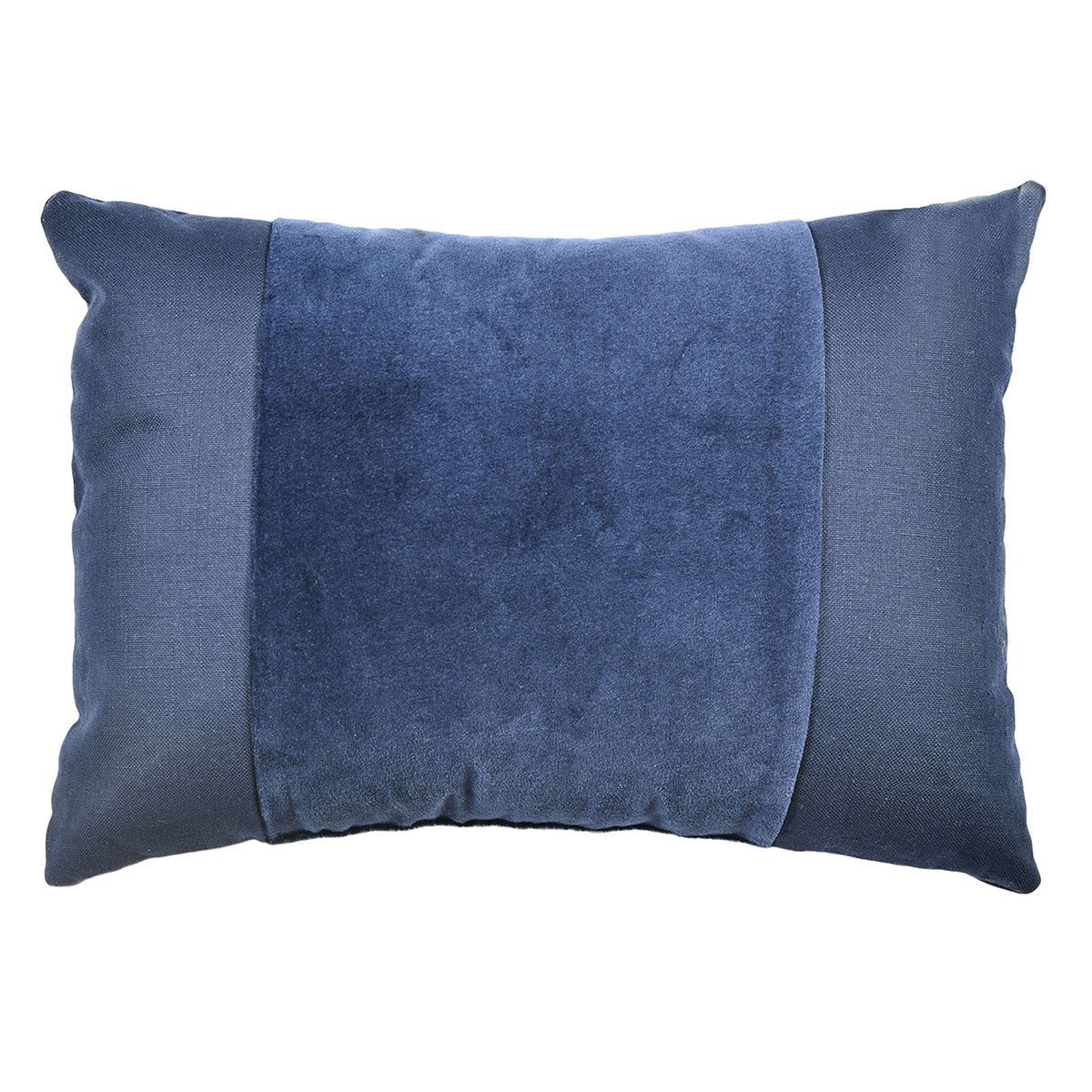 Crosby St. Navy Blue Cotton Slub & Velvet Throw Pillow, 14x20