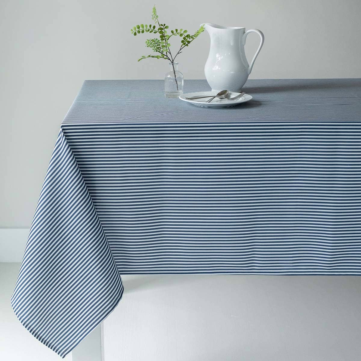 Lency Navy Striped Tablecloth, 60x84