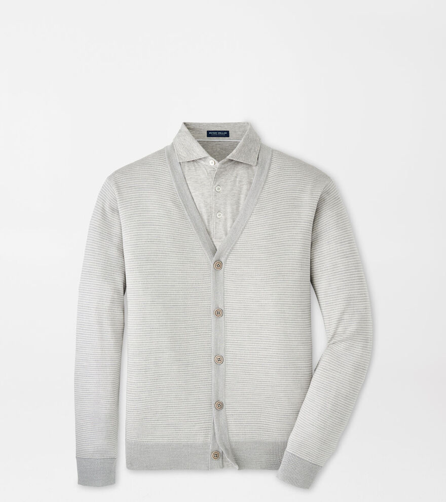 Cane Striped Wool Cardigan Sweater