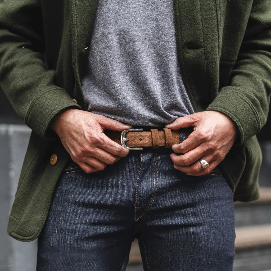 Men's Refined Leather Belt | Cognac Suede - Thursday Boots