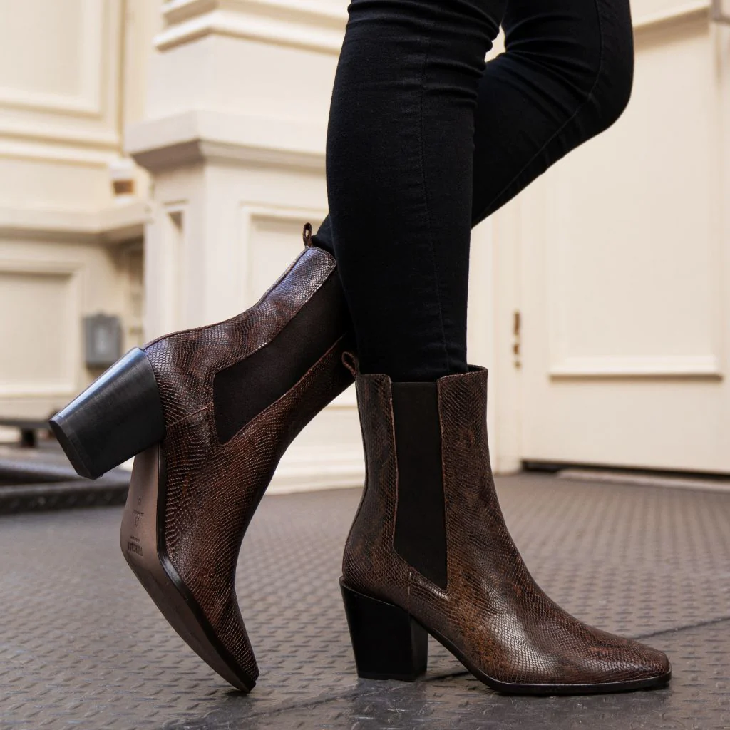 Soho | Chocolate Snake Print - Thursday Boots